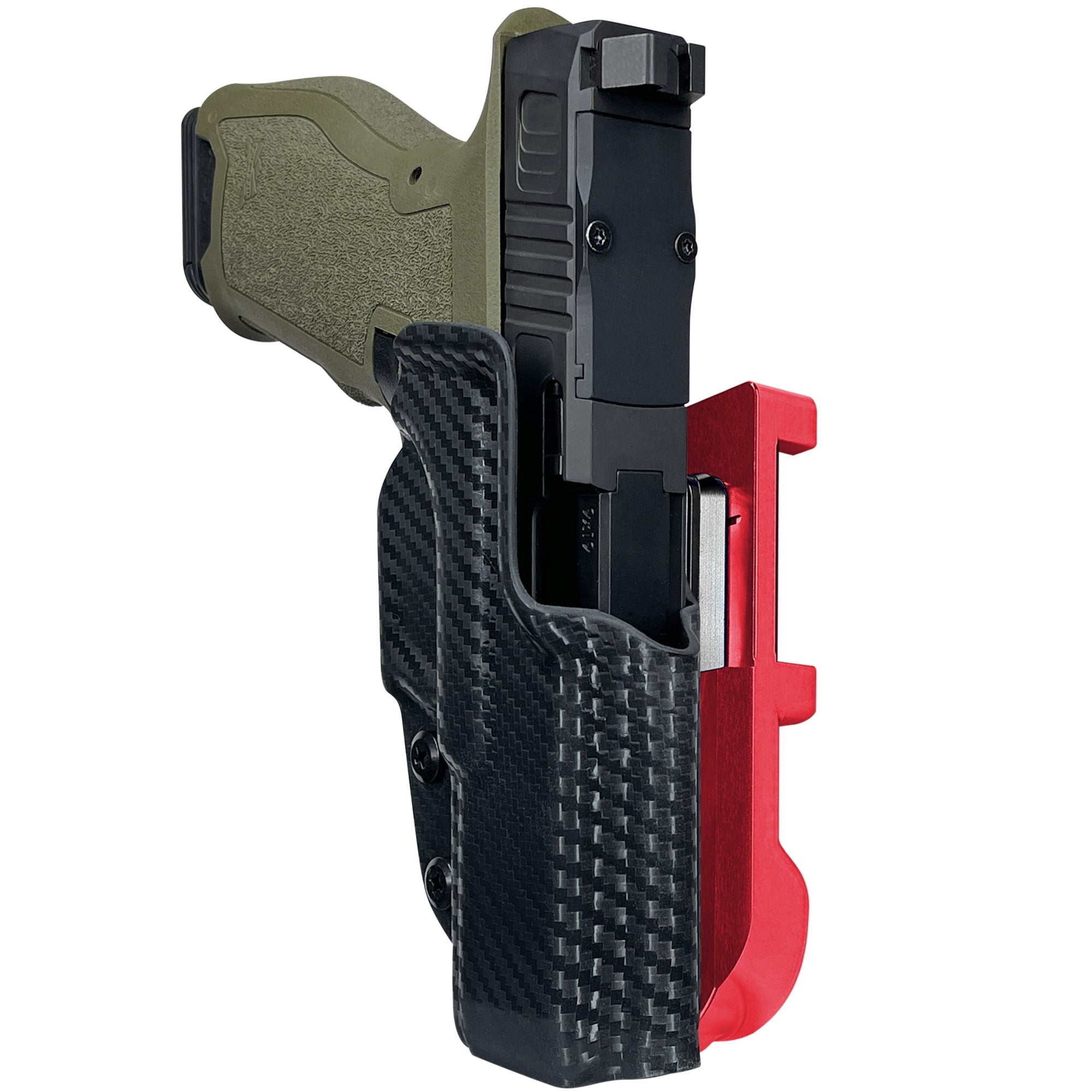 PSA Dagger 3.9'' IDPA Quick Mount Holster with Red Belt Attachment, Carbon Fiber Holster Shell