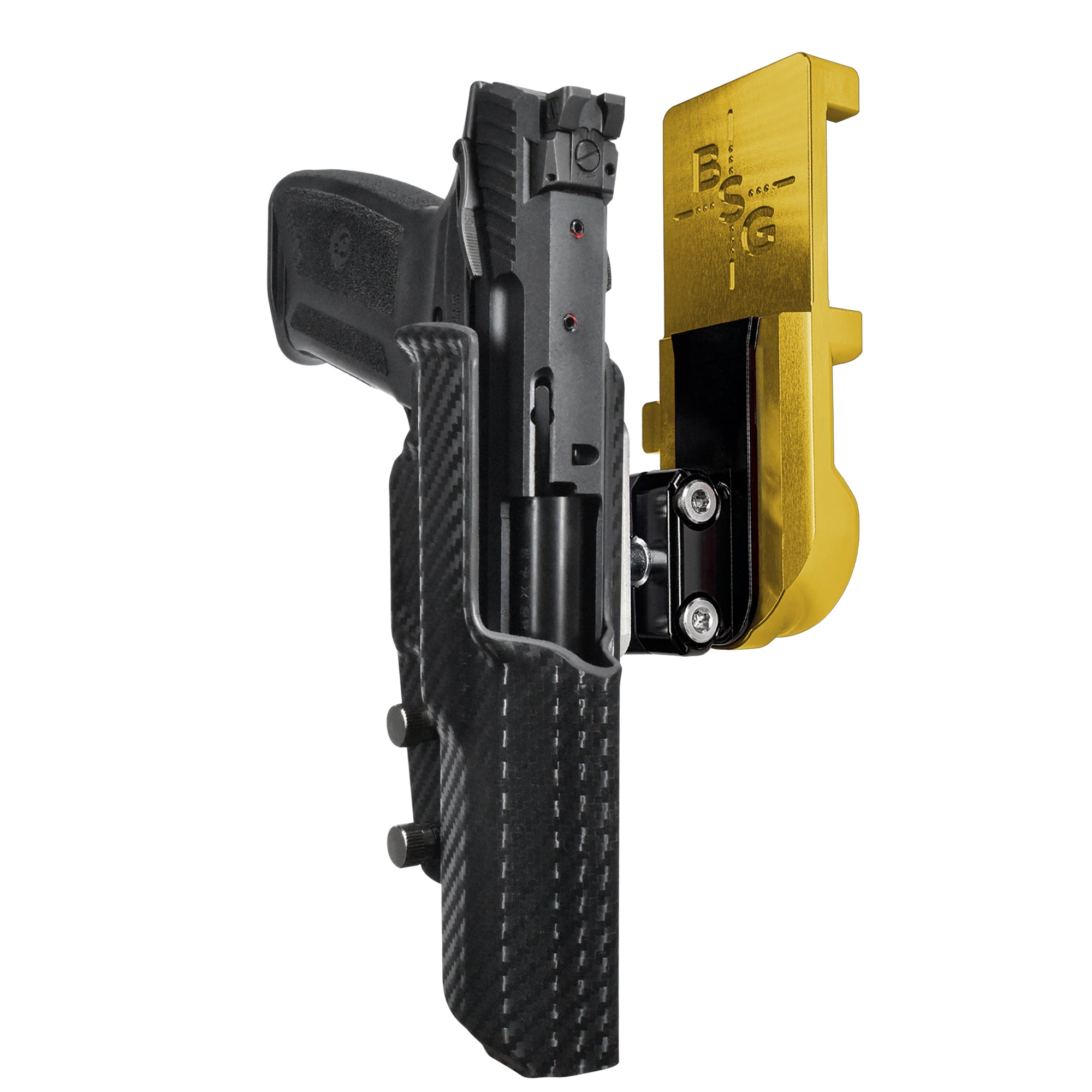 Ruger 5.7 IPSC/USPA Quick Mount Ball Joint Holster with 24K Gold Belt Attachment, Carbon Fiber Holster Shell