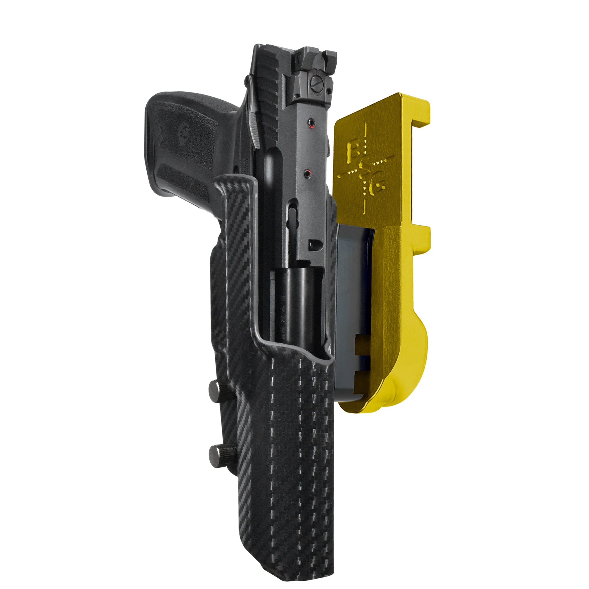 Ruger 5.7 IPSC/USPA Quick Mount Holster with 24K Gold Belt Attachment, Carbon Fiber Holster Shell