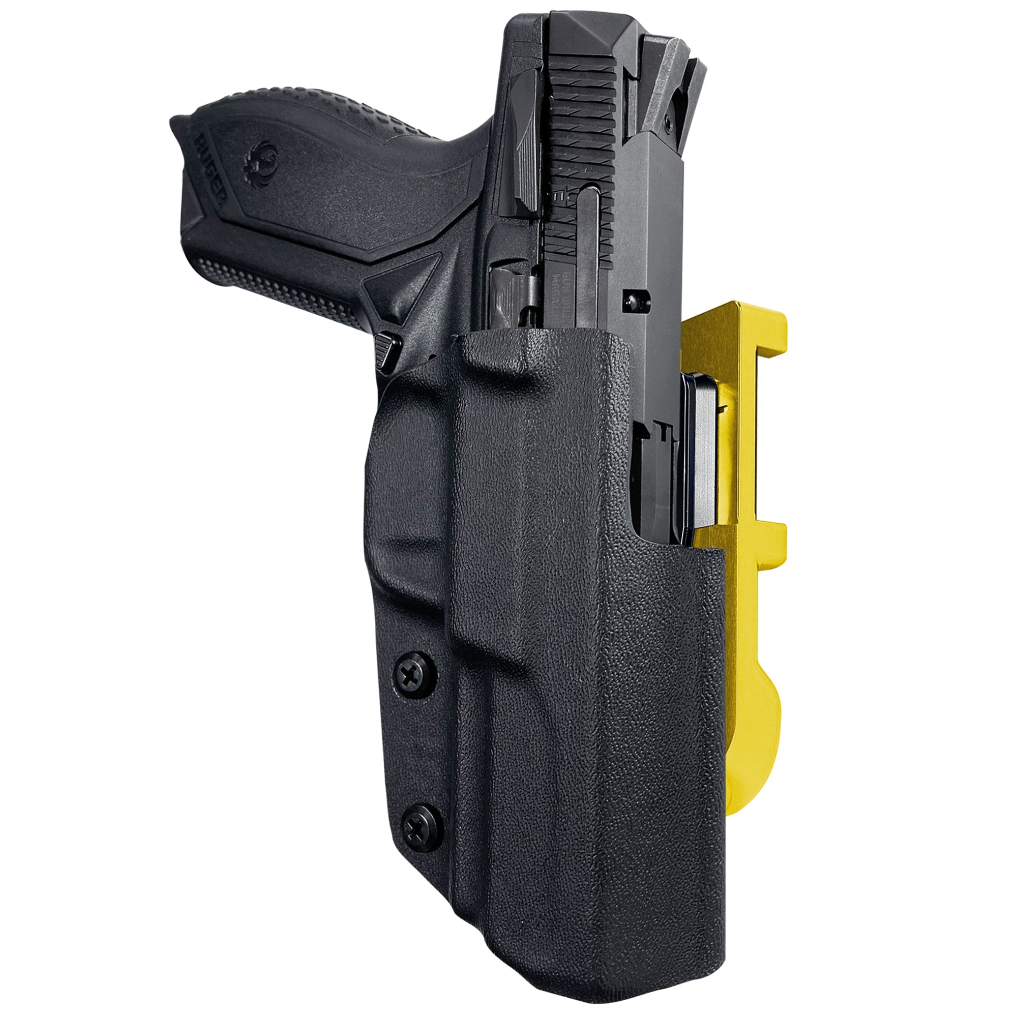Ruger American Compact 3.55in IDPA Quick Mount Holster with 24K Gold Belt Attachment, Black Holster Shell