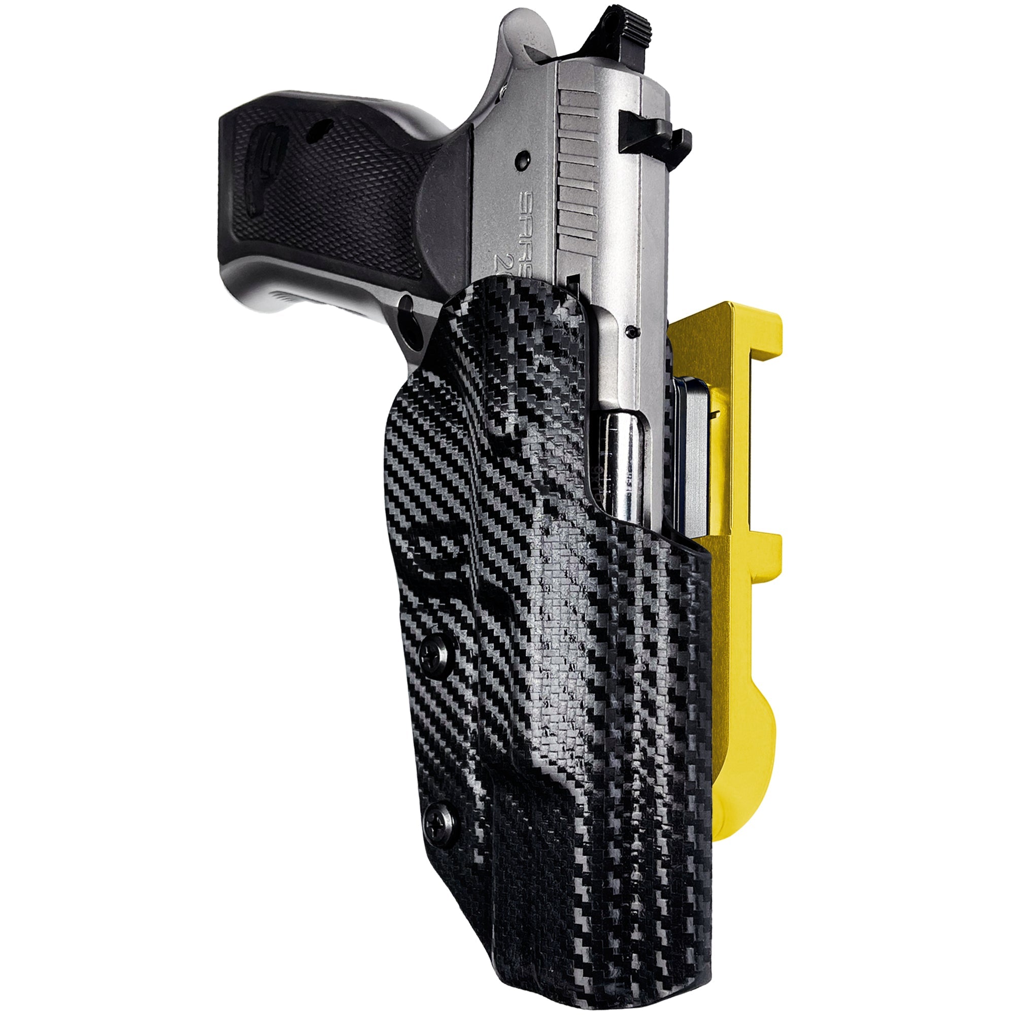 SAR 2000 IDPA Quick Mount Holster with 24K Gold Belt Attachment, Carbon Fiber Holster Shell