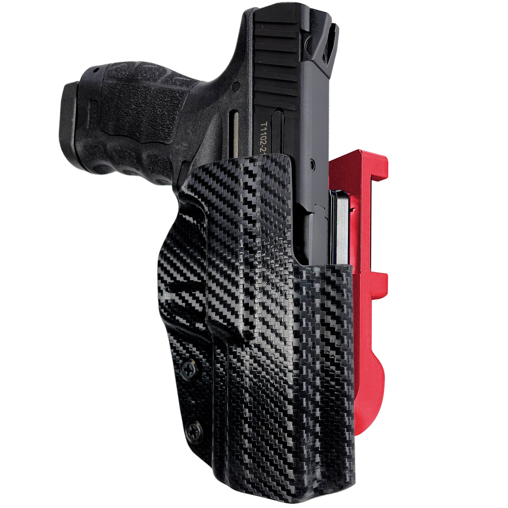 SAR SAR9 C IDPA Quick Mount Holster with Red Belt Attachment, Carbon Fiber Holster Shell