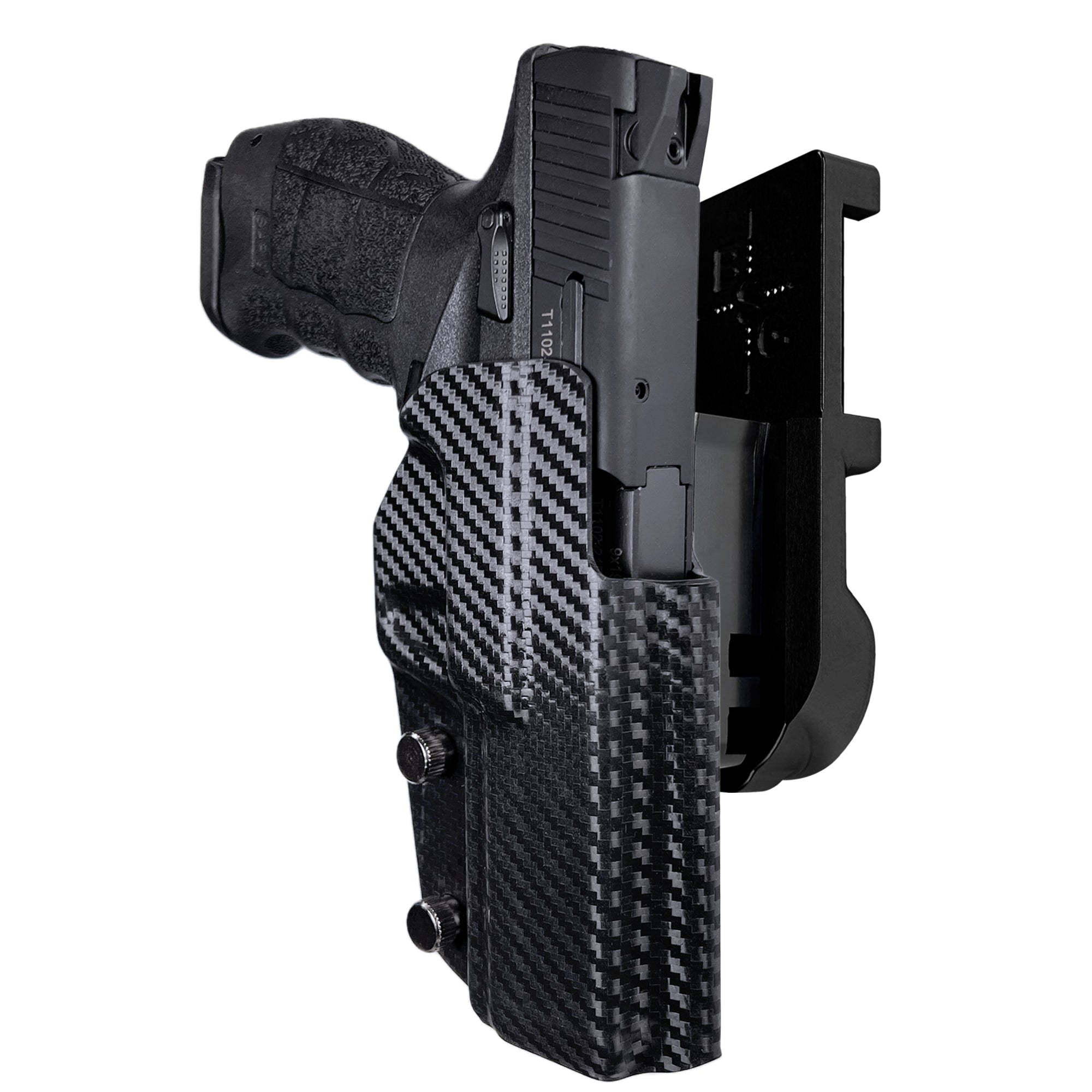 Sarsilmaz SAR9 IPSC/USPA Quick Mount Holster with Black Belt Attachment, Carbon Fiber Holster Shell