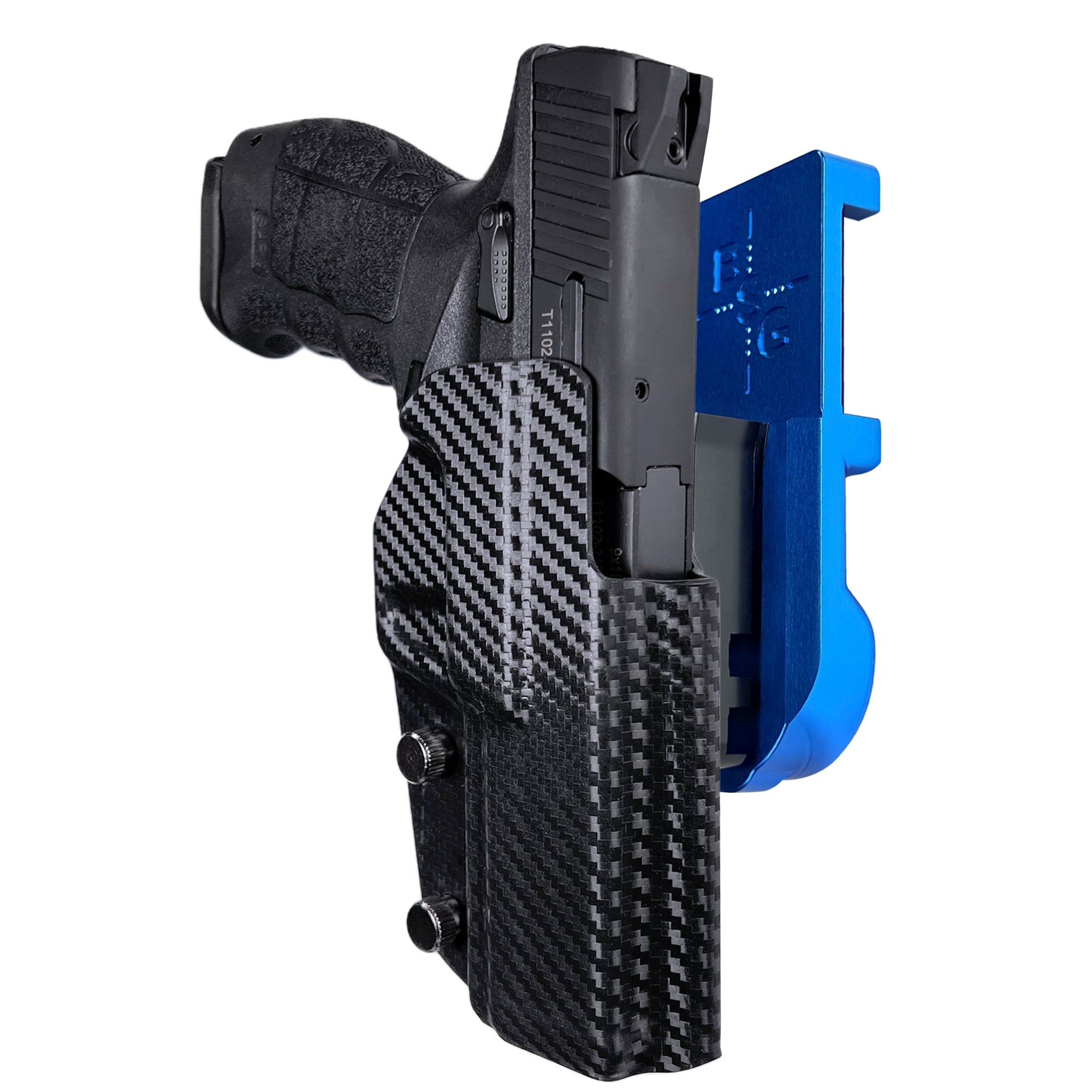 Sarsilmaz SAR9 IPSC/USPA Quick Mount Holster with Blue Belt Attachment, Carbon Fiber Holster Shell