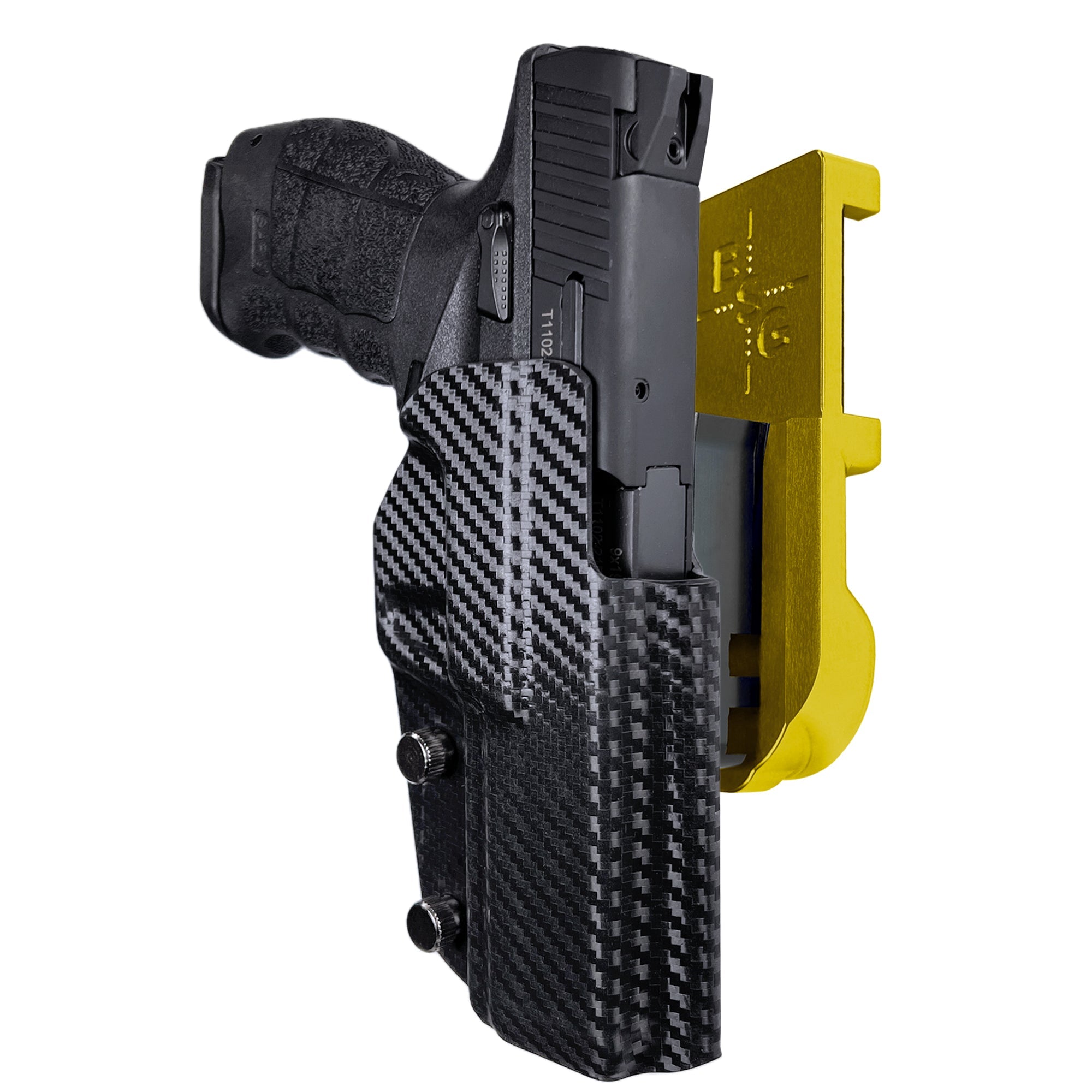 Sarsilmaz SAR9 IPSC/USPA Quick Mount Holster with 24K Gold Belt Attachment, Carbon Fiber Holster Shell