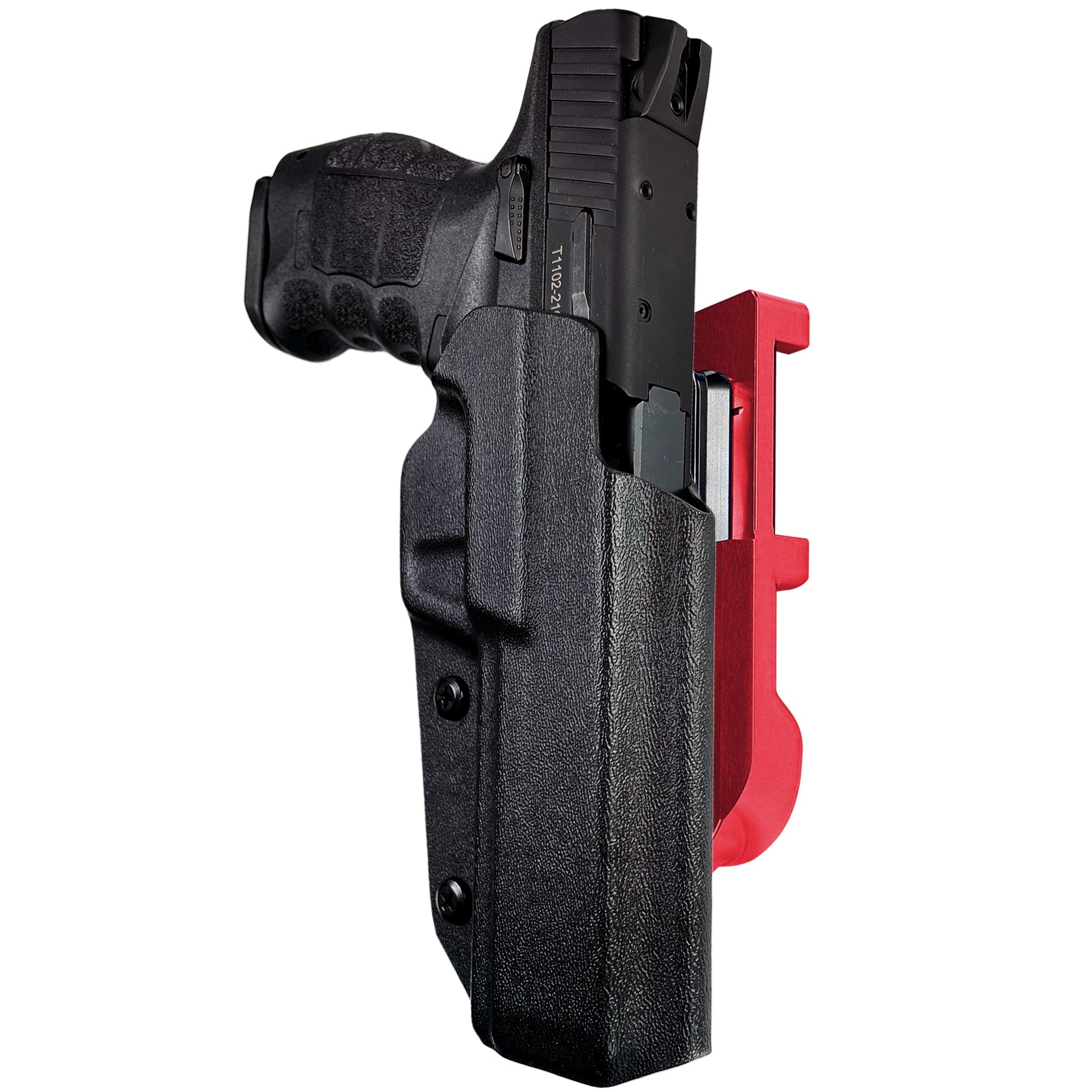SAR9 Sport IDPA Quick Mount Holster with Red Belt Attachment, Black Holster Shell