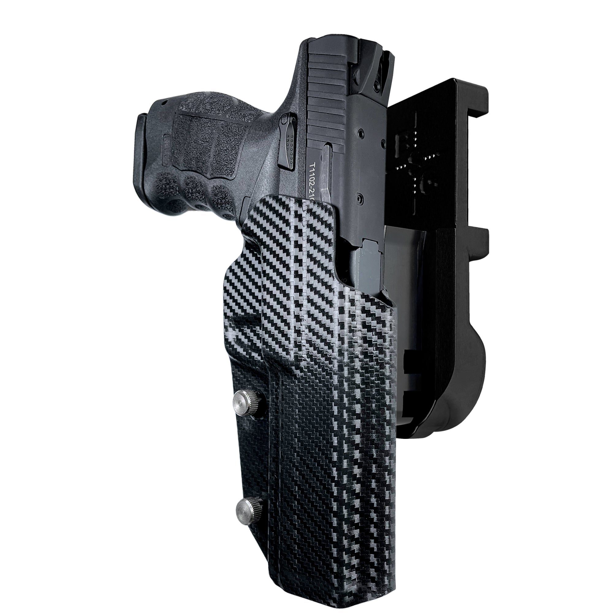 SAR9 Sport IPSC/USPA Quick Mount Holster with Black Belt Attachment, Carbon Fiber Holster Shell