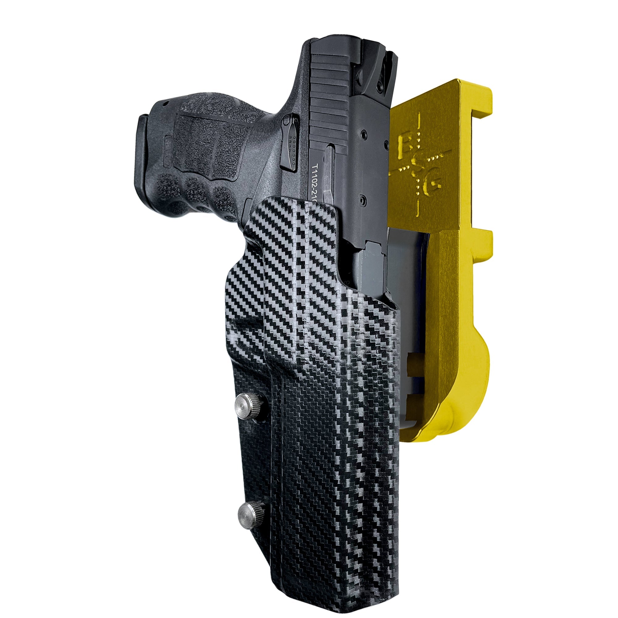 SAR9 Sport IPSC/USPA Quick Mount Holster with 24K Gold Belt Attachment, Carbon Fiber Holster Shell