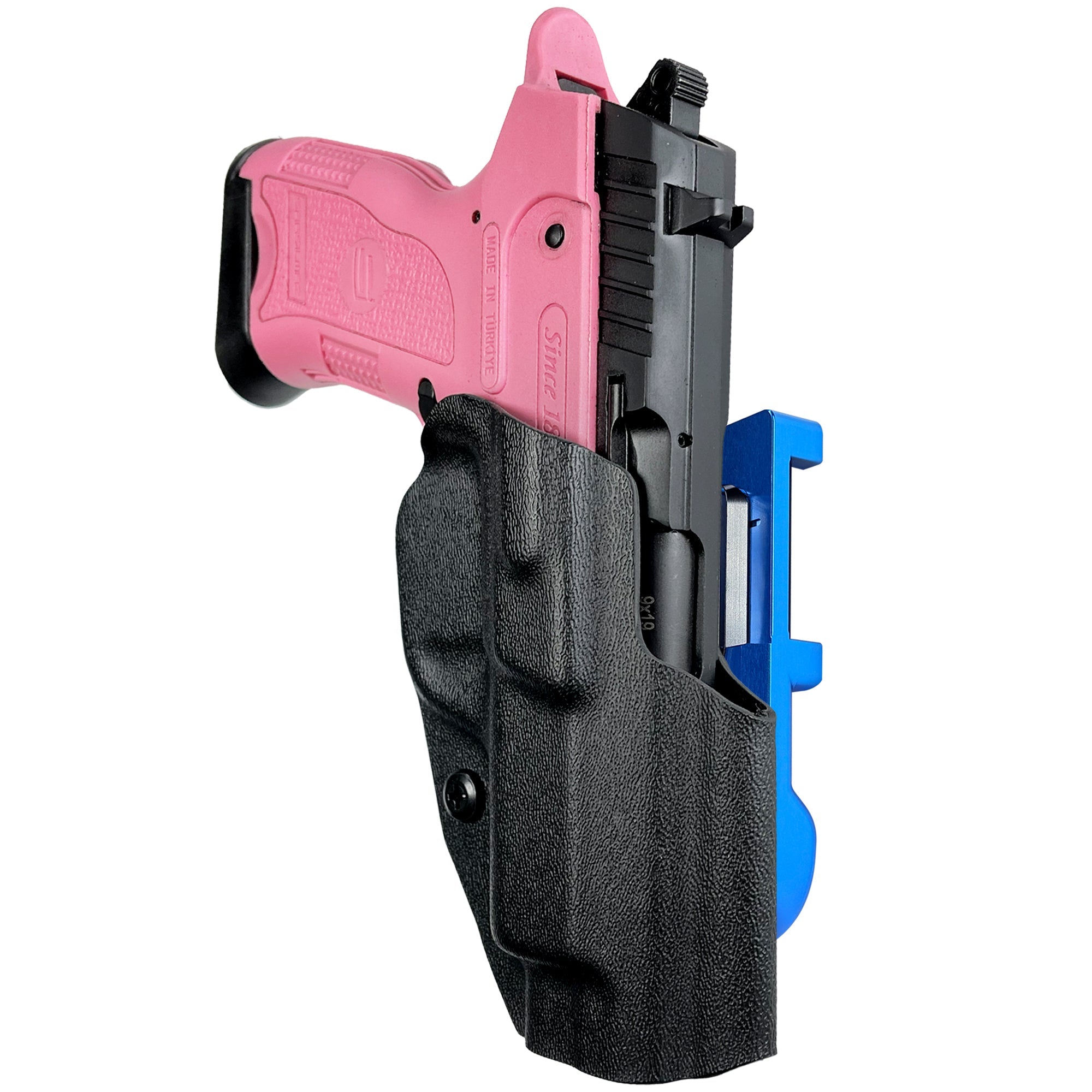 SAR B6 C IDPA Quick Mount Holster with Blue Belt Attachment, Black Holster Shell