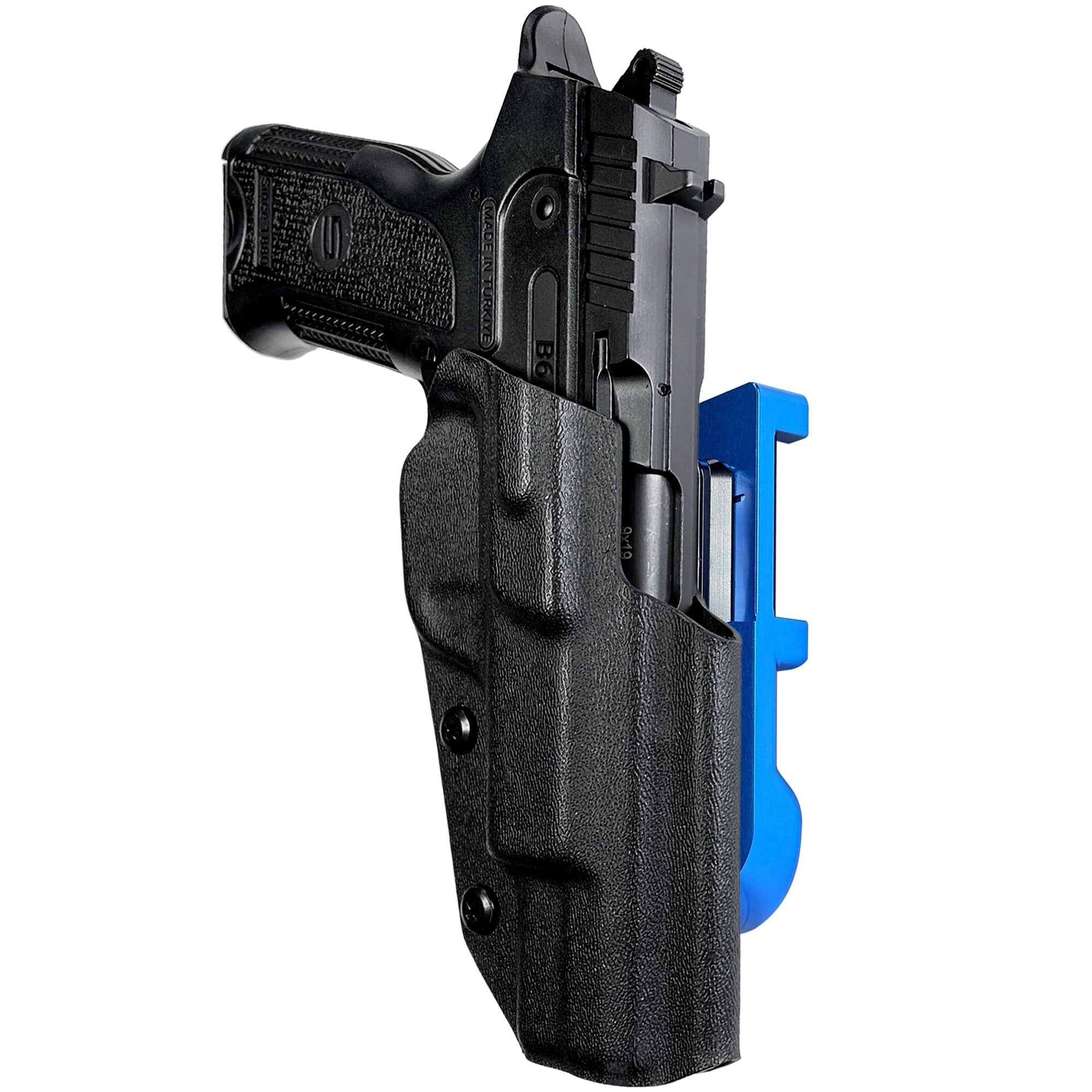 SAR B6 IDPA Quick Mount Holster with Blue Belt Attachment, Black Holster Shell