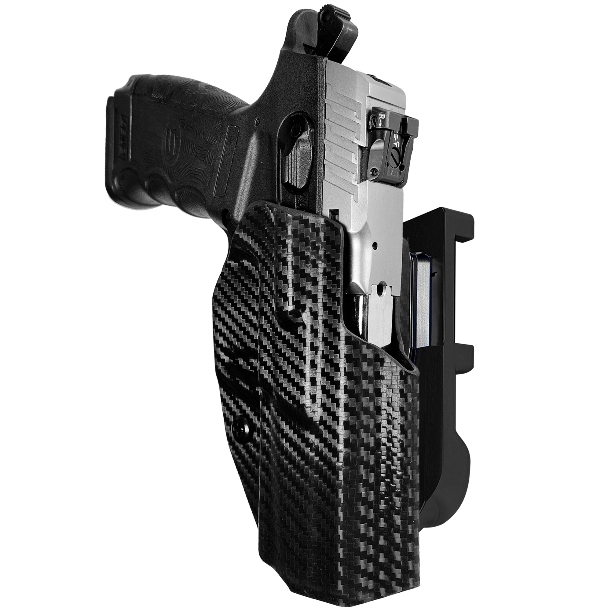 SAR CM9 Gen 2 IDPA Quick Mount Holster with Black Belt Attachment, Carbon Fiber Holster Shell