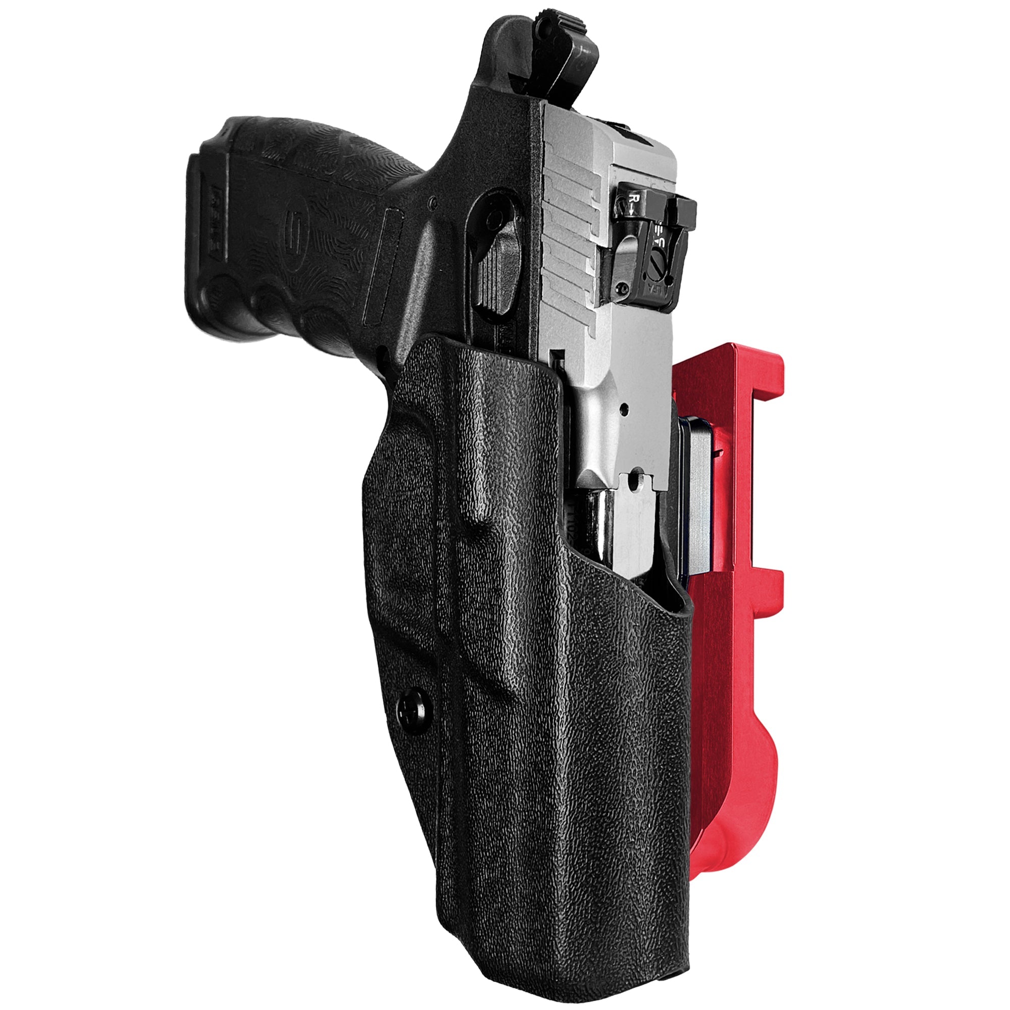 SAR CM9 Gen 2 IDPA Quick Mount Holster with Red Belt Attachment, Black Holster Shell