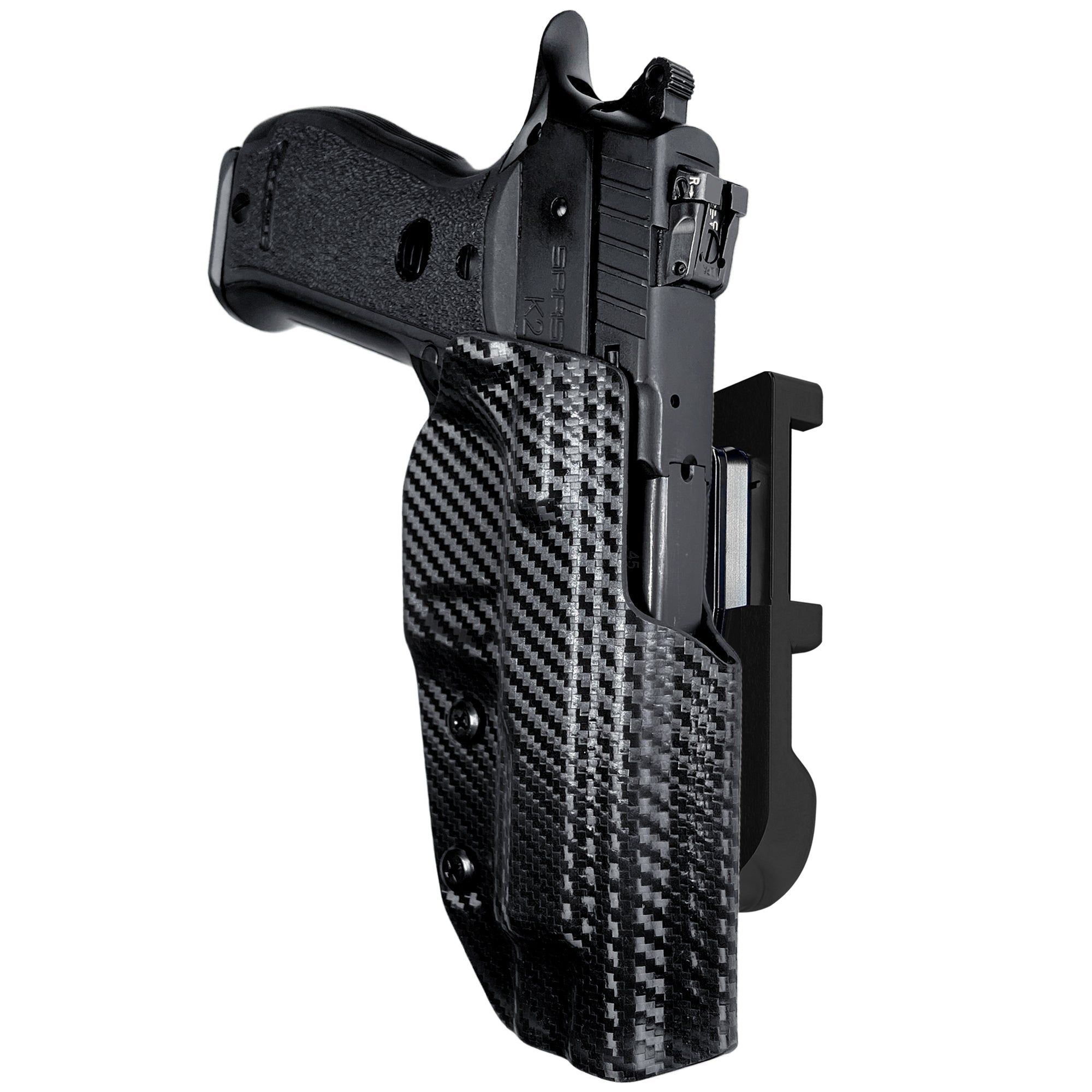 SAR K2 45 IDPA Quick Mount Holster with Black Belt Attachment, Carbon Fiber Holster Shell