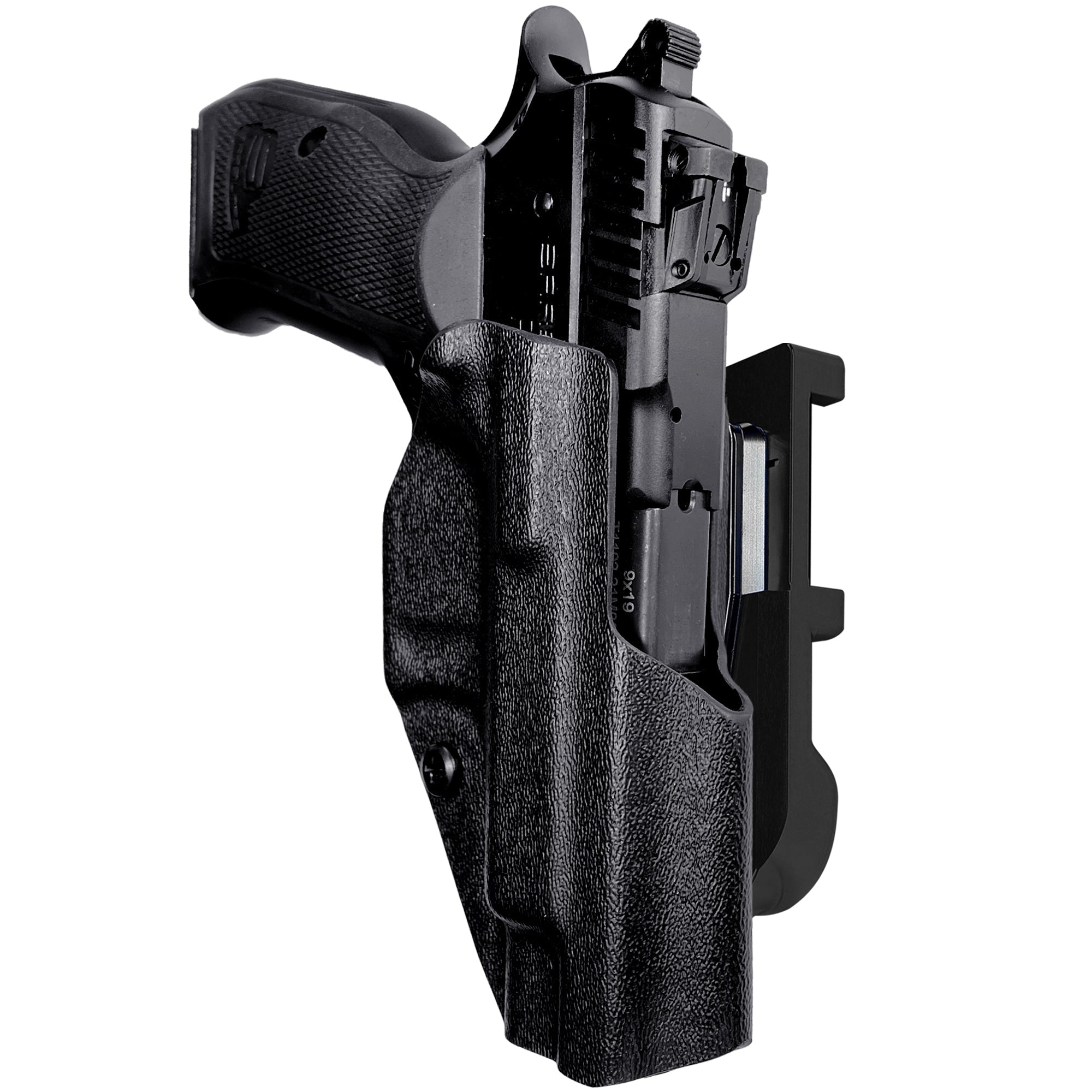 SAR P8S IDPA Quick Mount Holster with Black Belt Attachment, Black Holster Shell