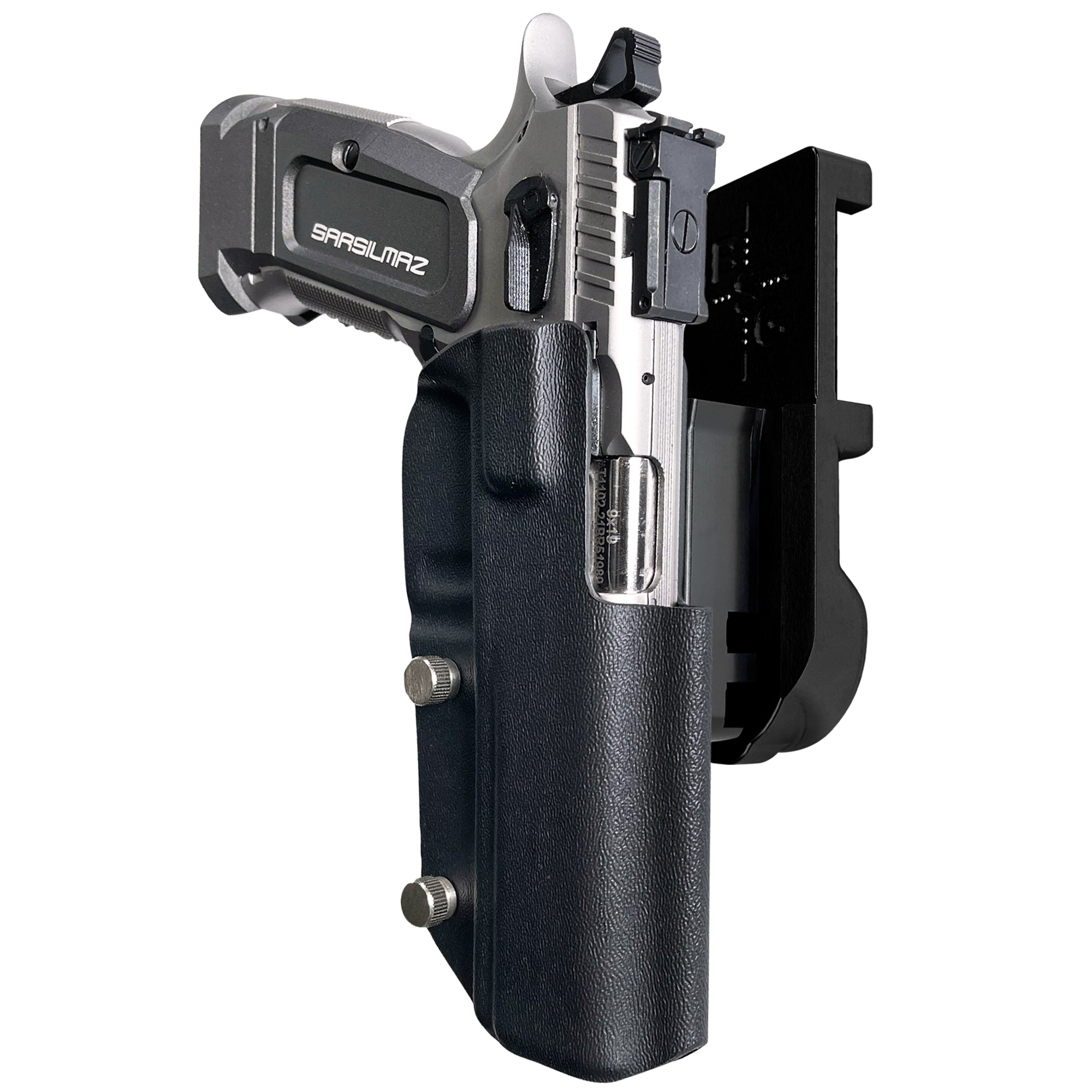 SAR K-12 Sport IPSC/USPA Quick Mount Holster with Black Belt Attachment, Black Holster Shell