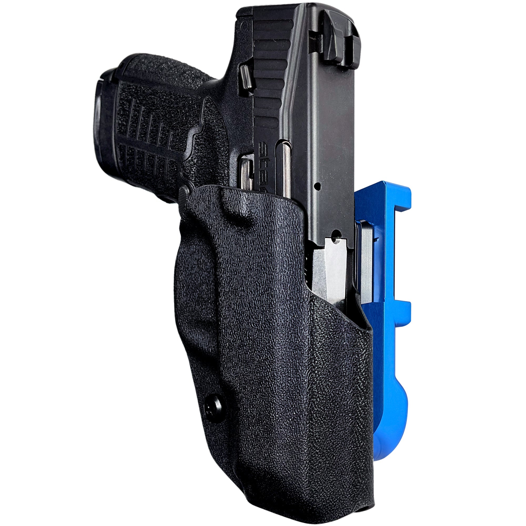 Savage Stance IDPA Quick Mount Holster with Blue Belt Attachment, Black Holster Shell