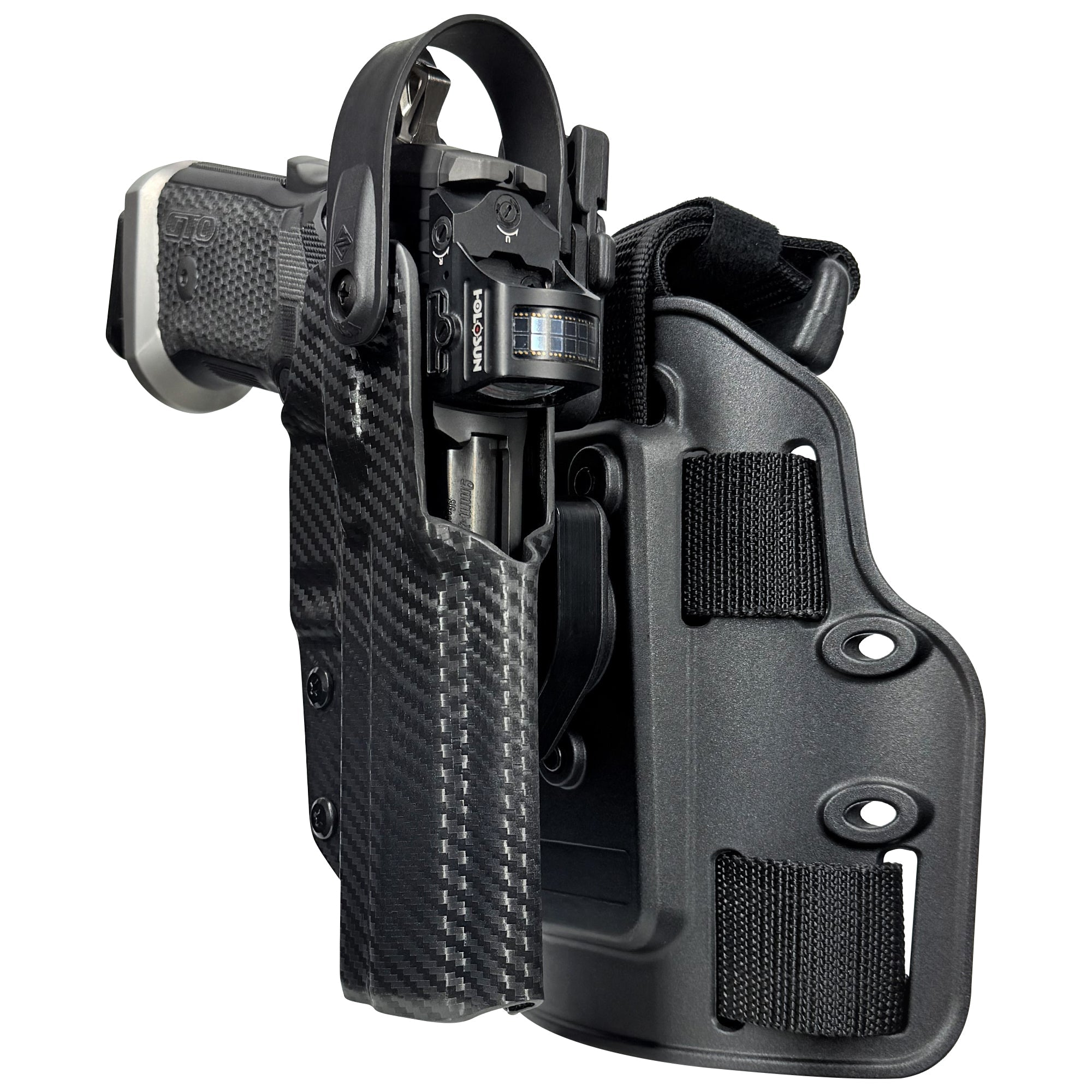 Level II Duty Drop Leg Holster for Sig P211 GTO in Carbon Fiber