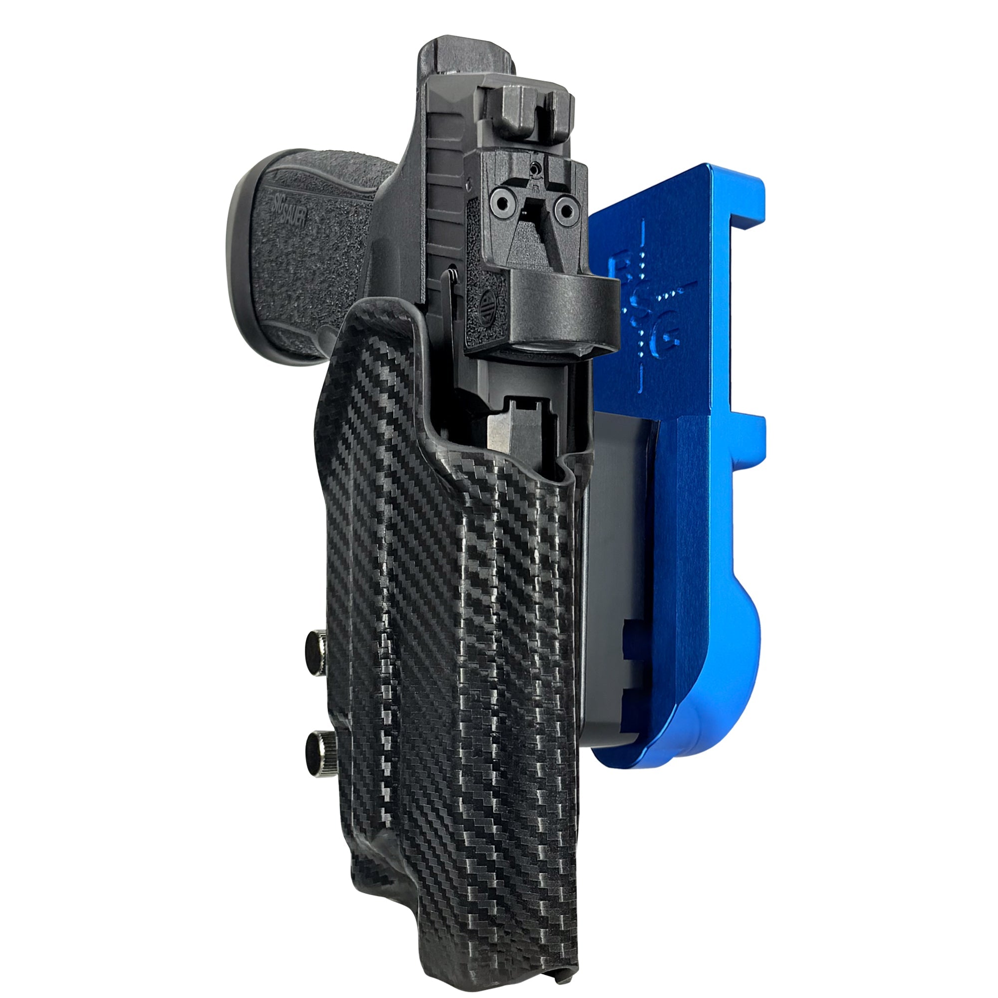 Sig P365 FUSE w/ TLR-7X IPSC/USPA Quick Mount Holster with Blue Belt Attachment, Carbon Fiber Holster Shell