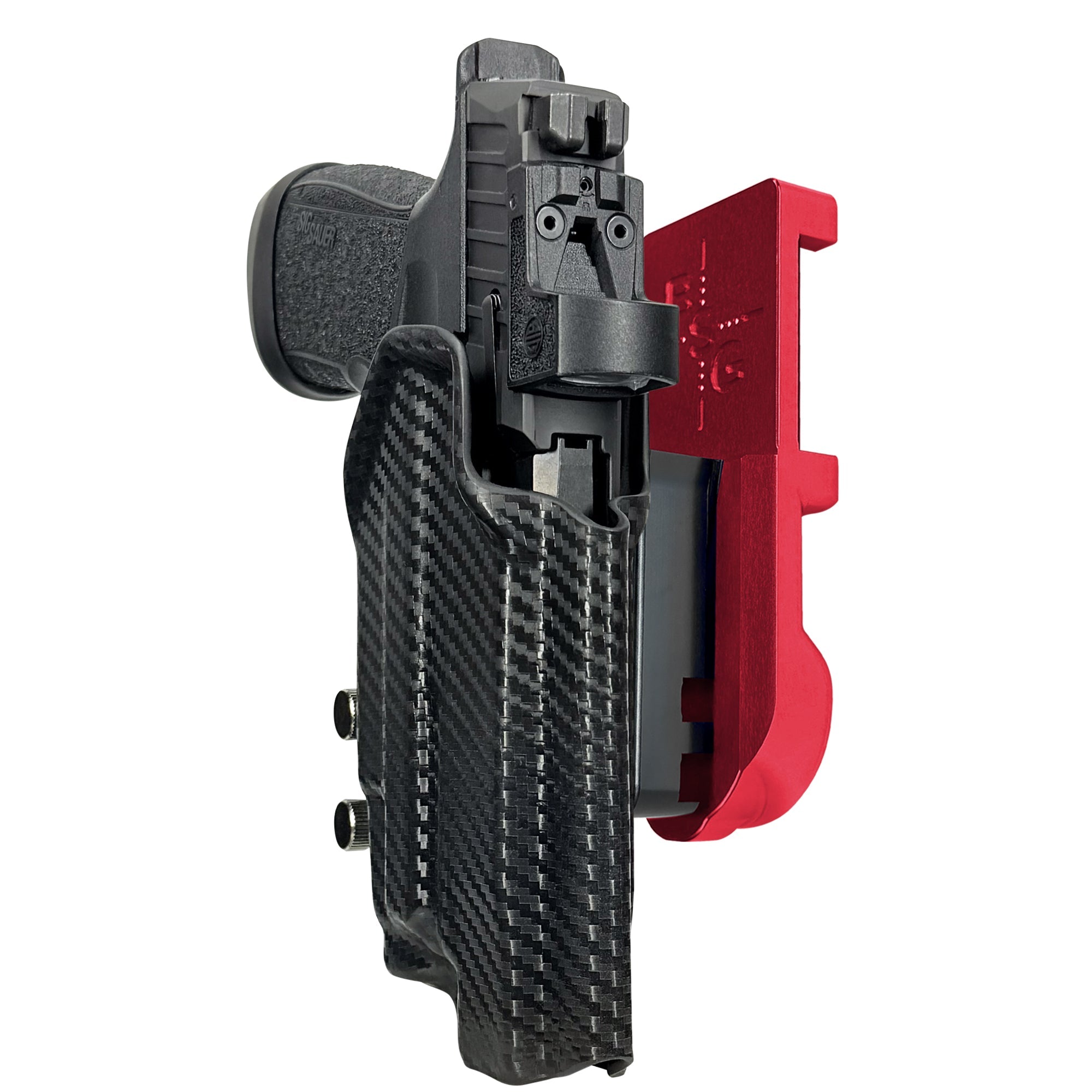 Sig P365 FUSE w/ TLR-7X IPSC/USPA Quick Mount Holster with Red Belt Attachment, Carbon Fiber Holster Shell