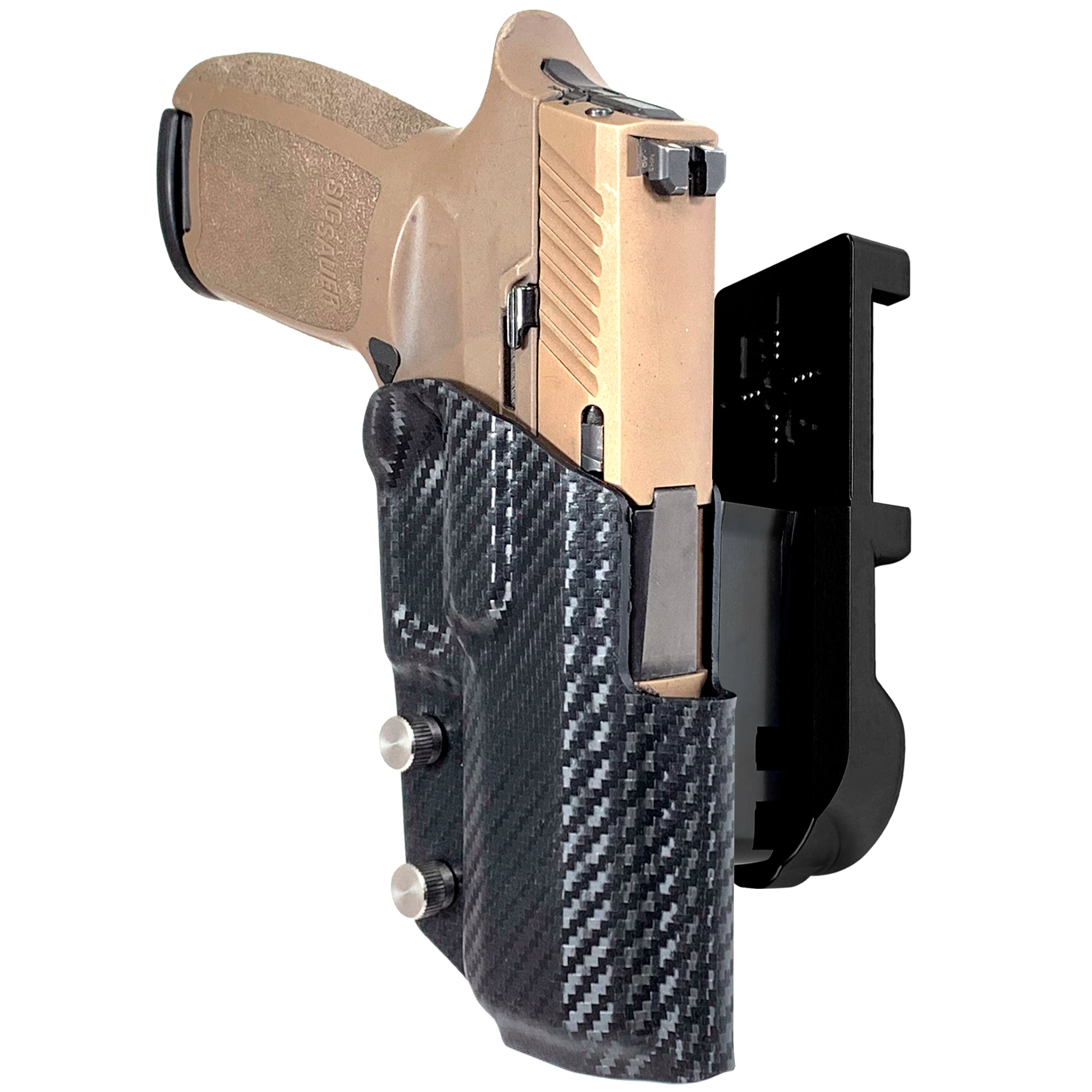 Sig Sauer P320 Compact IPSC/USPA Quick Mount Holster with Black Belt Attachment, Carbon Fiber Holster Shell