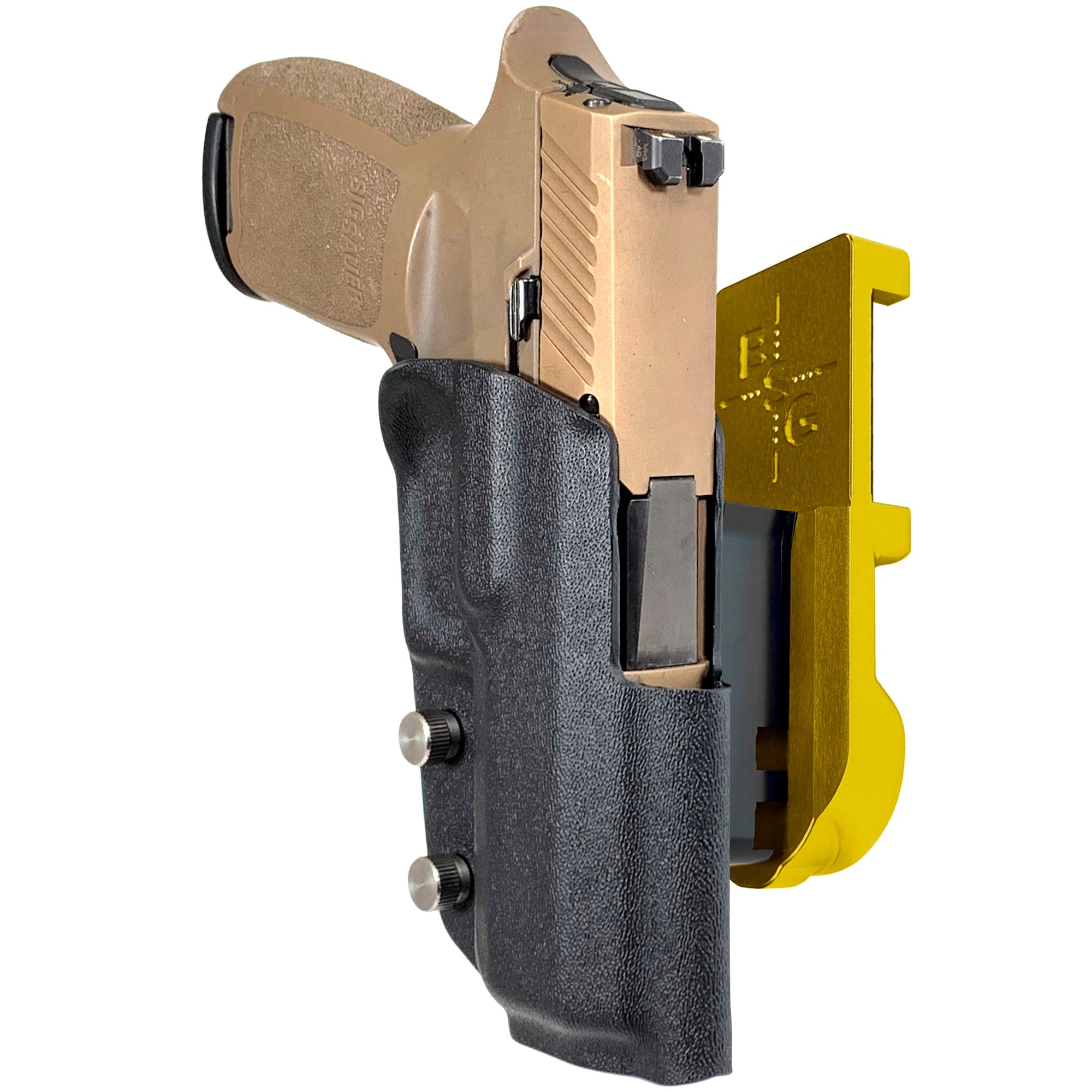 Sig Sauer P320 Compact IPSC/USPA Quick Mount Holster with 24K Gold Belt Attachment, Black Holster Shell