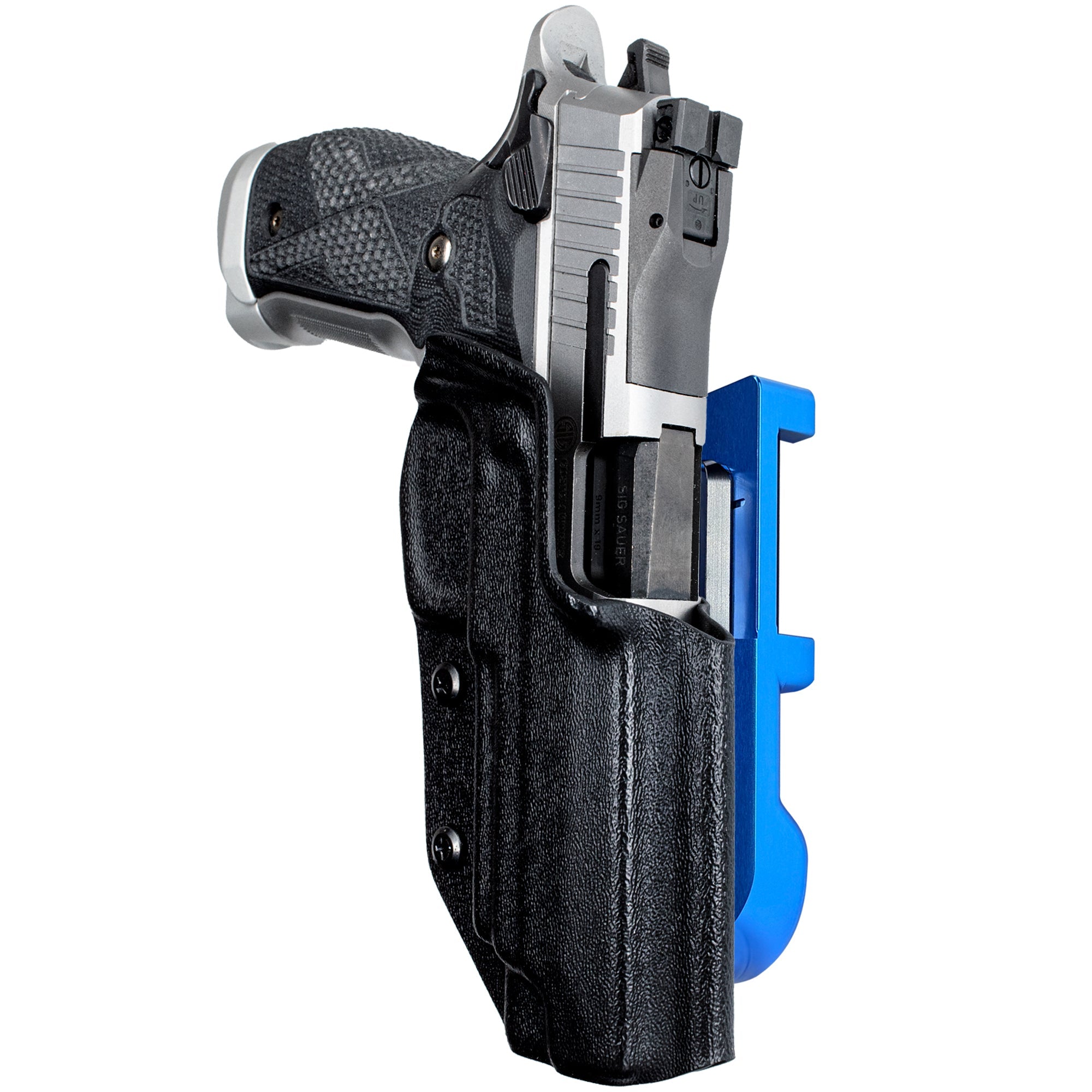 Sig Sauer P226 XFIVE IDPA Quick Mount Holster with Blue Belt Attachment, Black Holster Shell