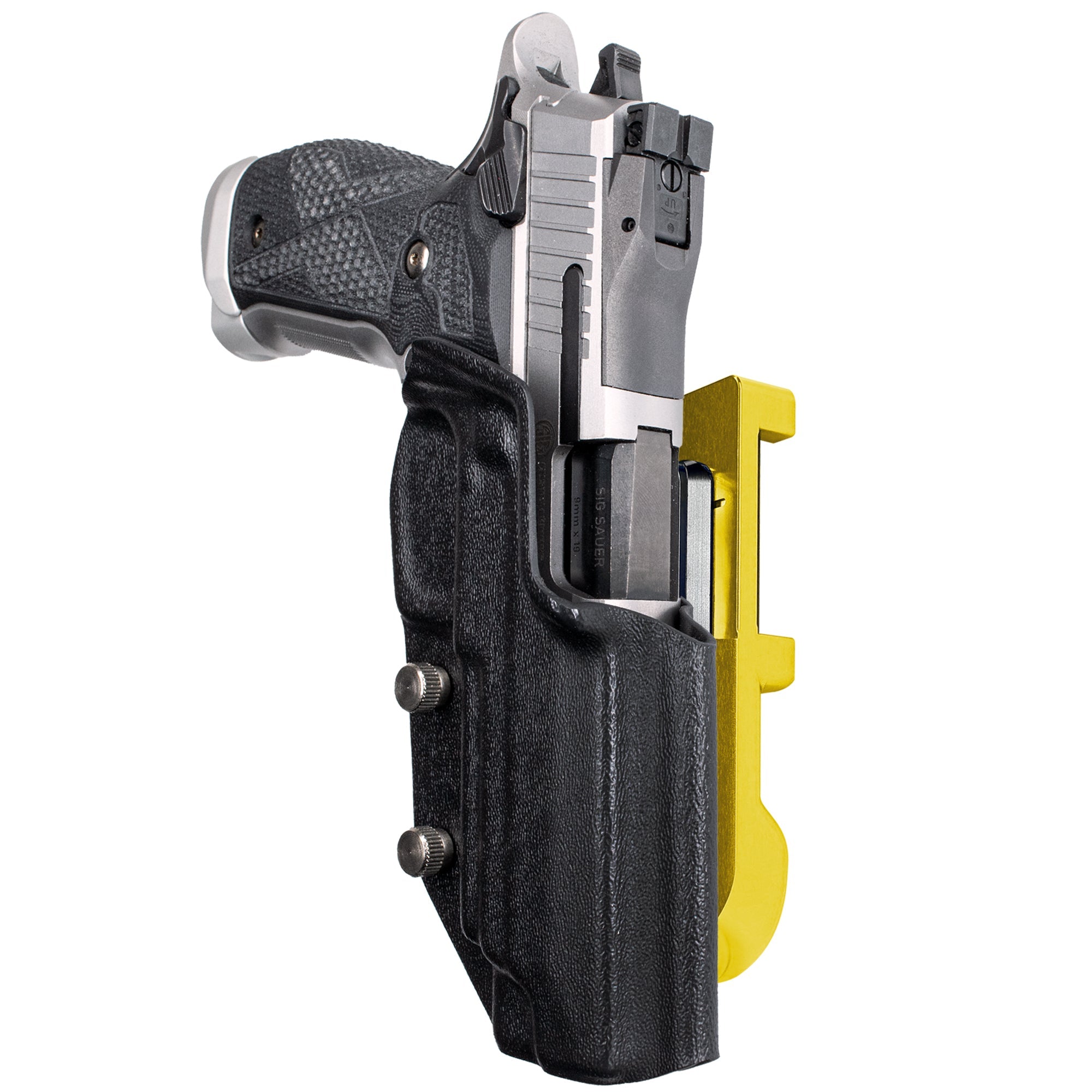 Sig Sauer P226 XFIVE IDPA Quick Mount Holster with 24K Gold Belt Attachment, Black Holster Shell