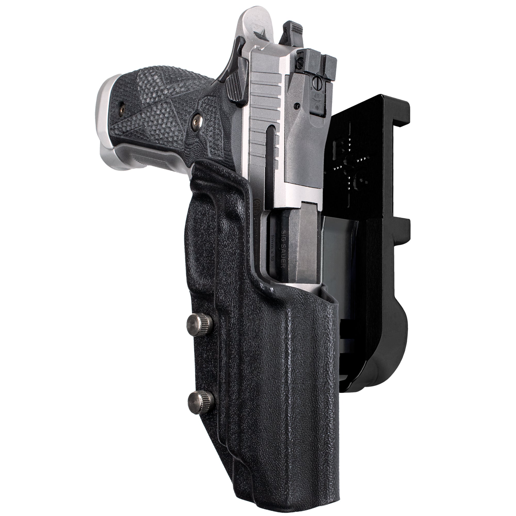 Sig Sauer P226 XFIVE IPSC/USPA Quick Mount Holster with Black Belt Attachment, Black Holster Shell