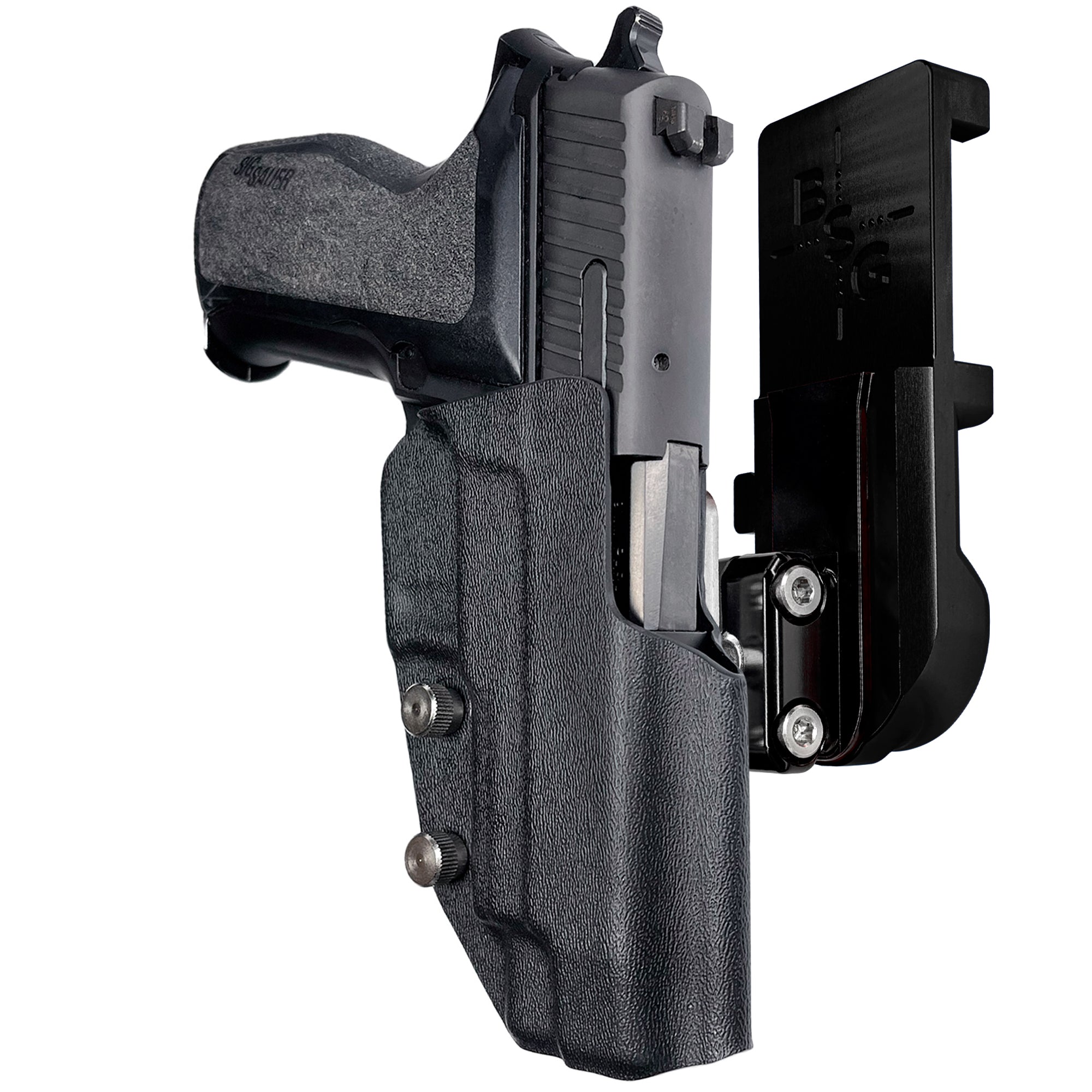 Sig Sauer P226 w/ Rail IPSC/USPA Quick Mount Ball Joint Holster with Black Belt Attachment, Black Holster Shell
