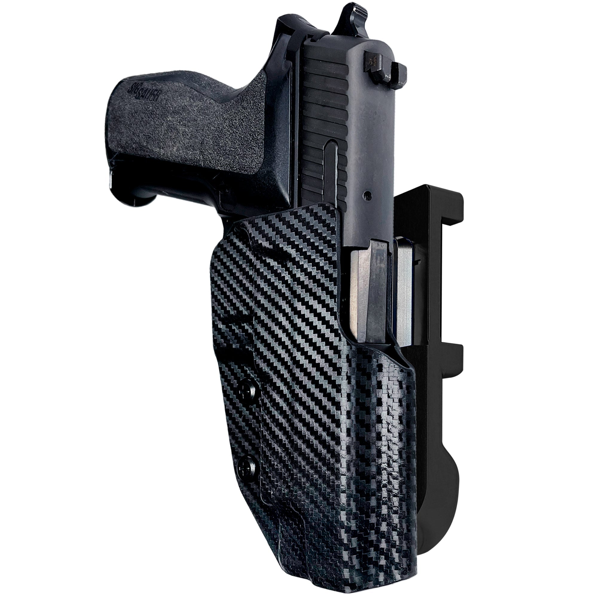 Sig Sauer P226 w/ Rail IDPA Quick Mount Holster with Black Belt Attachment, Carbon Fiber Holster Shell
