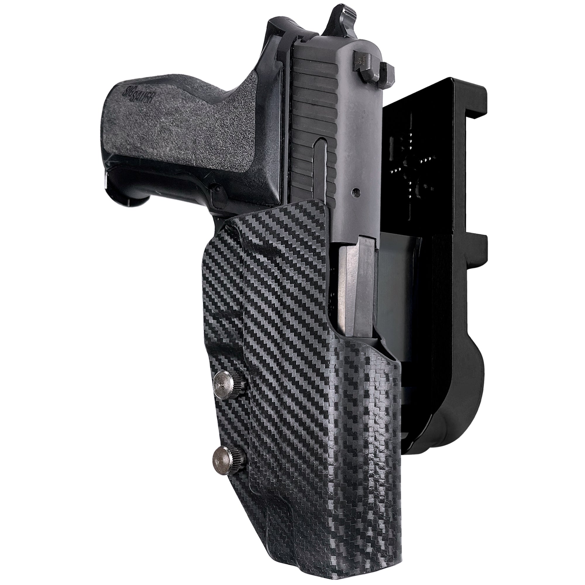 Sig Sauer P226 w/ Rail IPSC/USPA Quick Mount Holster with Black Belt Attachment, Carbon Fiber Holster Shell