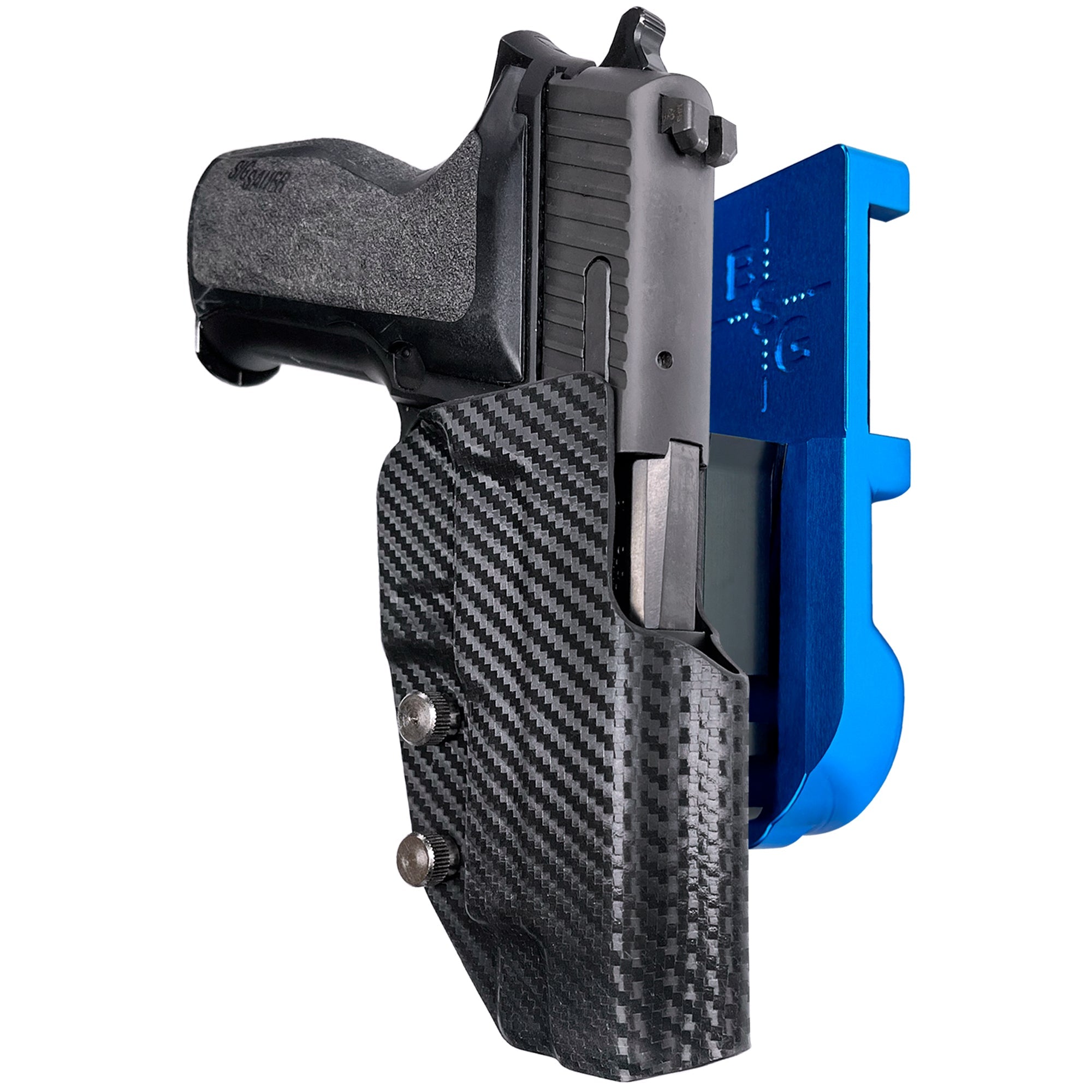 Sig Sauer P226 w/ Rail IPSC/USPA Quick Mount Holster with Blue Belt Attachment, Carbon Fiber Holster Shell