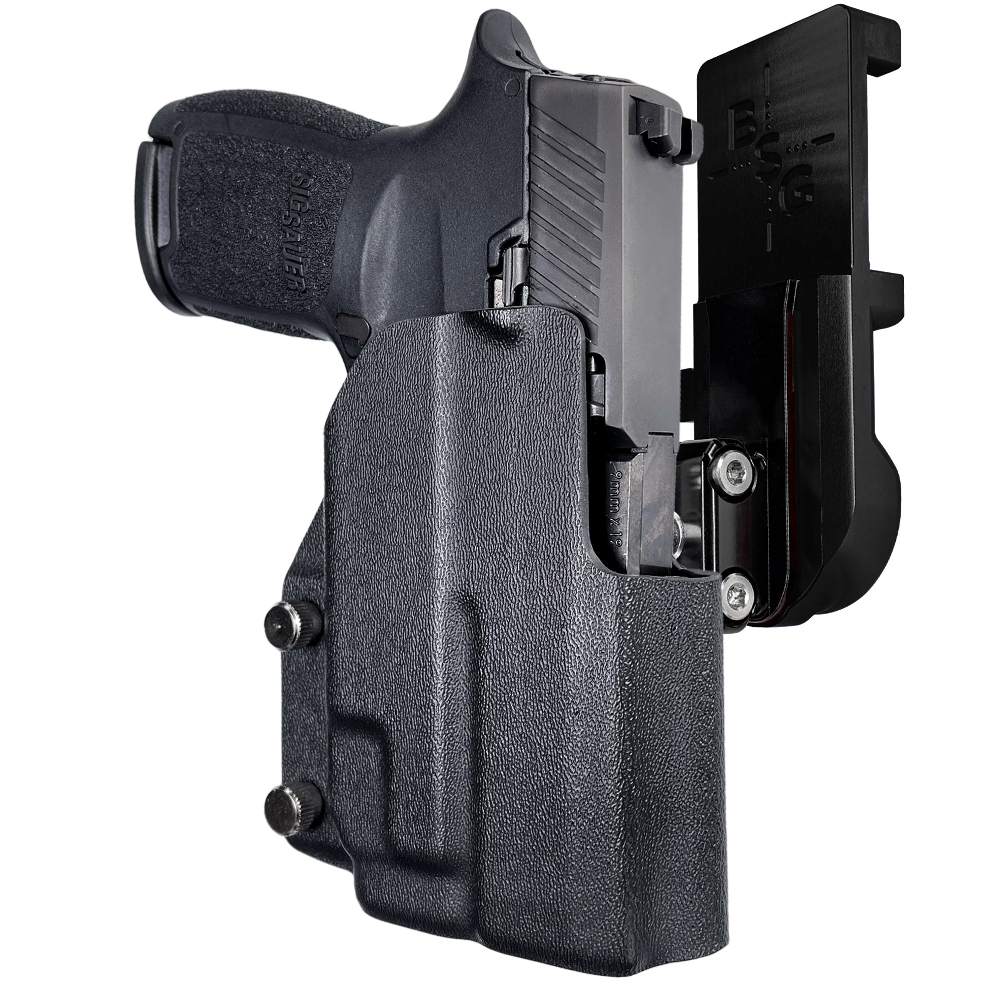 Sig P320 Compact w/ TLR7A IPSC/USPA Quick Mount Ball Joint Holster with Black Belt Attachment, Black Holster Shell