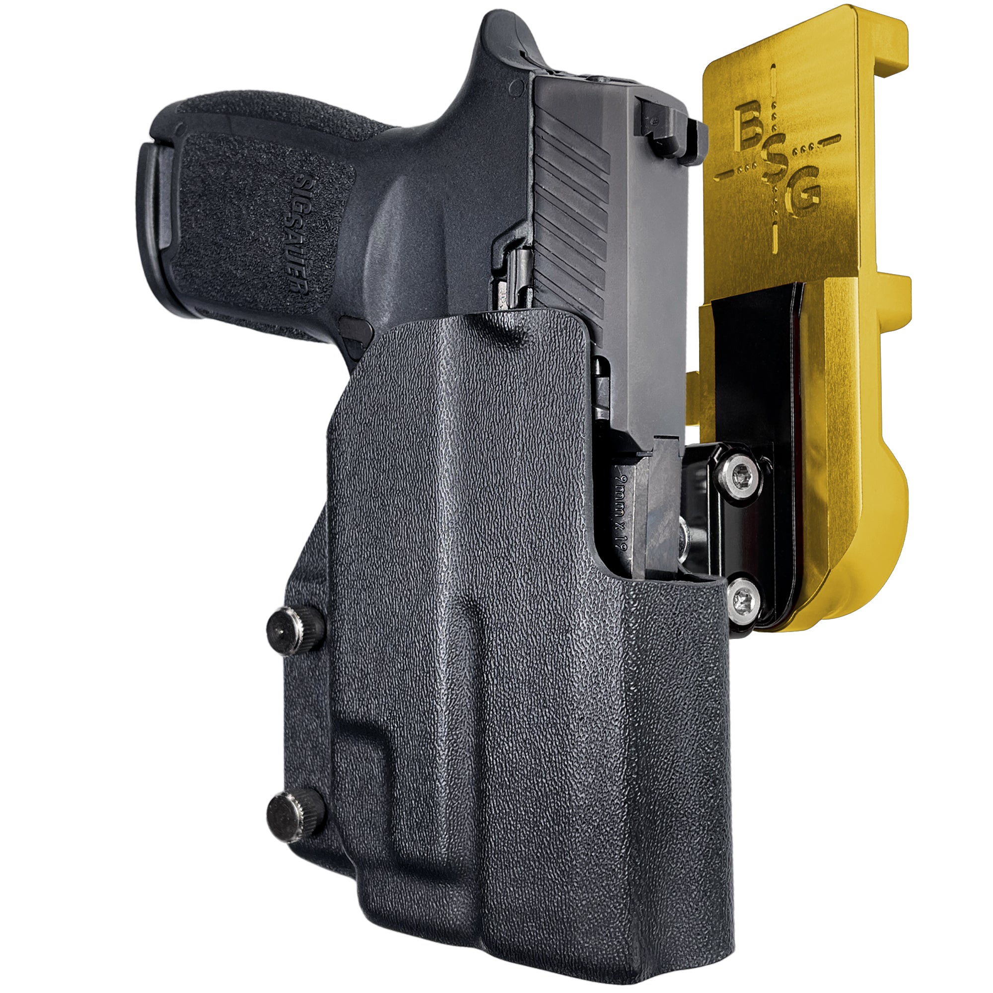 Sig P320 Compact w/ TLR7A IPSC/USPA Quick Mount Ball Joint Holster with 24K Gold Belt Attachment, Black Holster Shell
