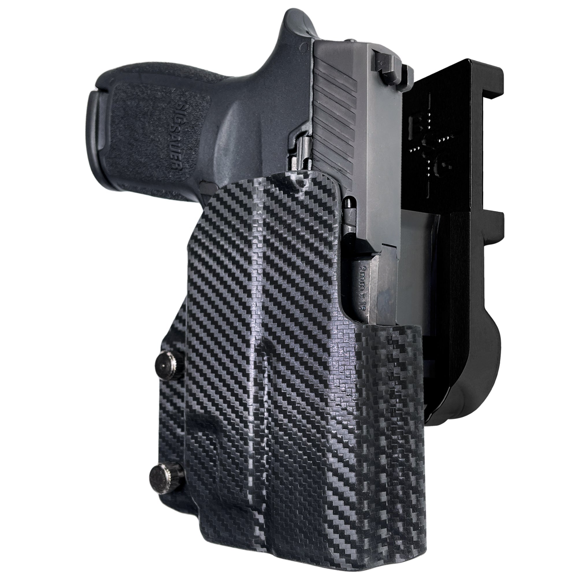 Sig P320 Compact w/ TLR7A IPSC/USPA Quick Mount Holster with Black Belt Attachment, Carbon Fiber Holster Shell