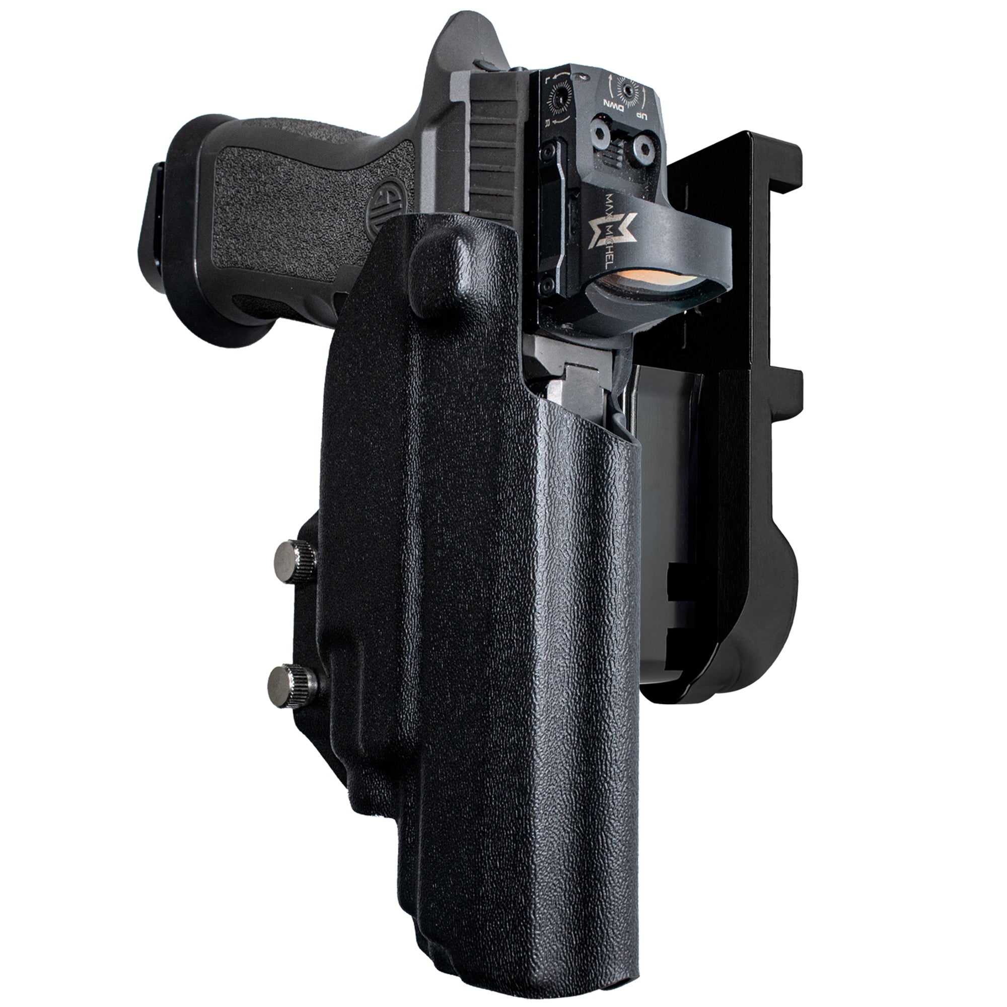 Sig P320 FS w TLR-7A/TLR-8A IPSC/USPA Quick Mount Holster with Black Belt Attachment, Black Holster Shell