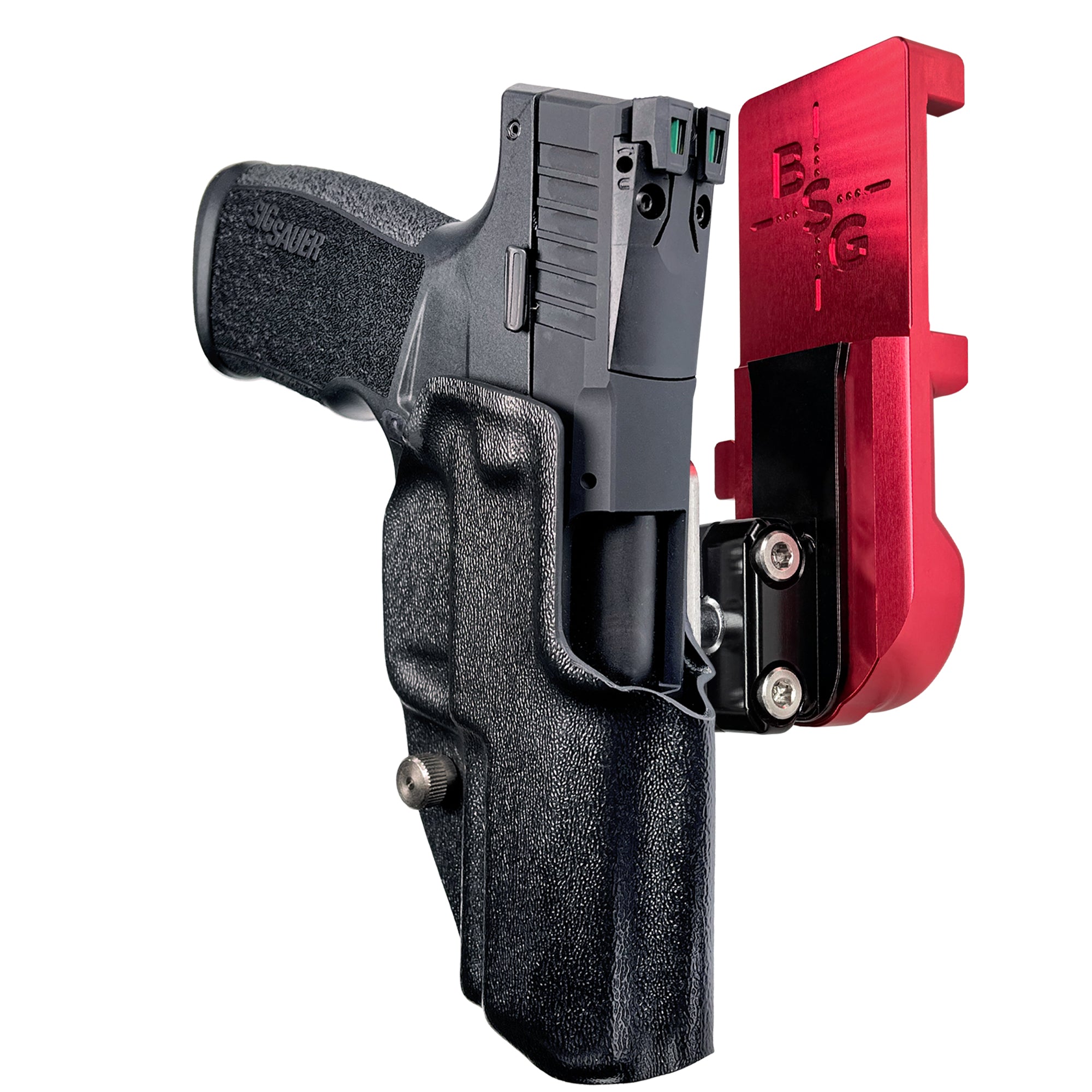 Sig Sauer P322 IPSC/USPA Quick Mount Ball Joint Holster with Red Belt Attachment, Black Holster Shell