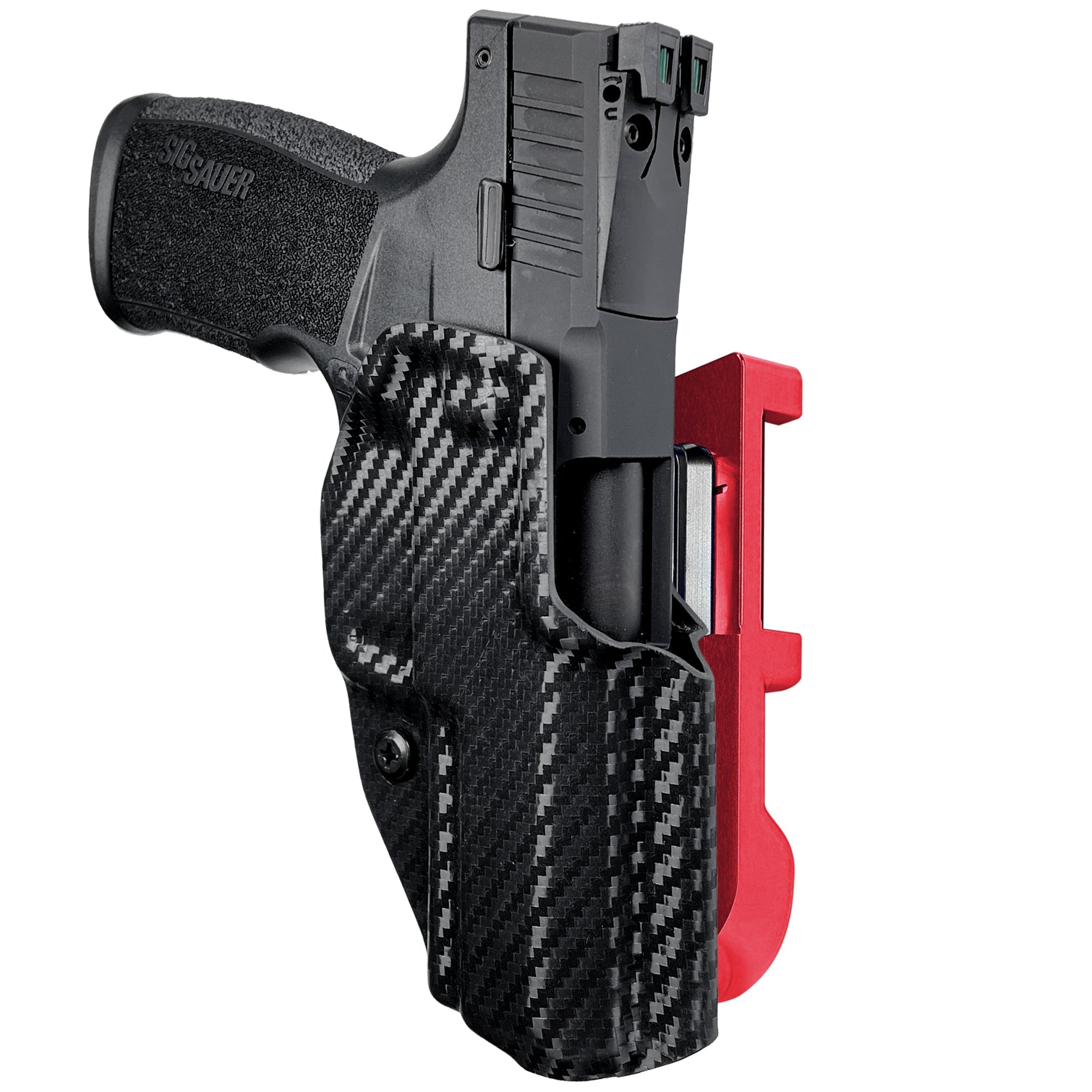 Sig Sauer P322 IDPA Quick Mount Holster with Red Belt Attachment, Carbon Fiber Holster Shell