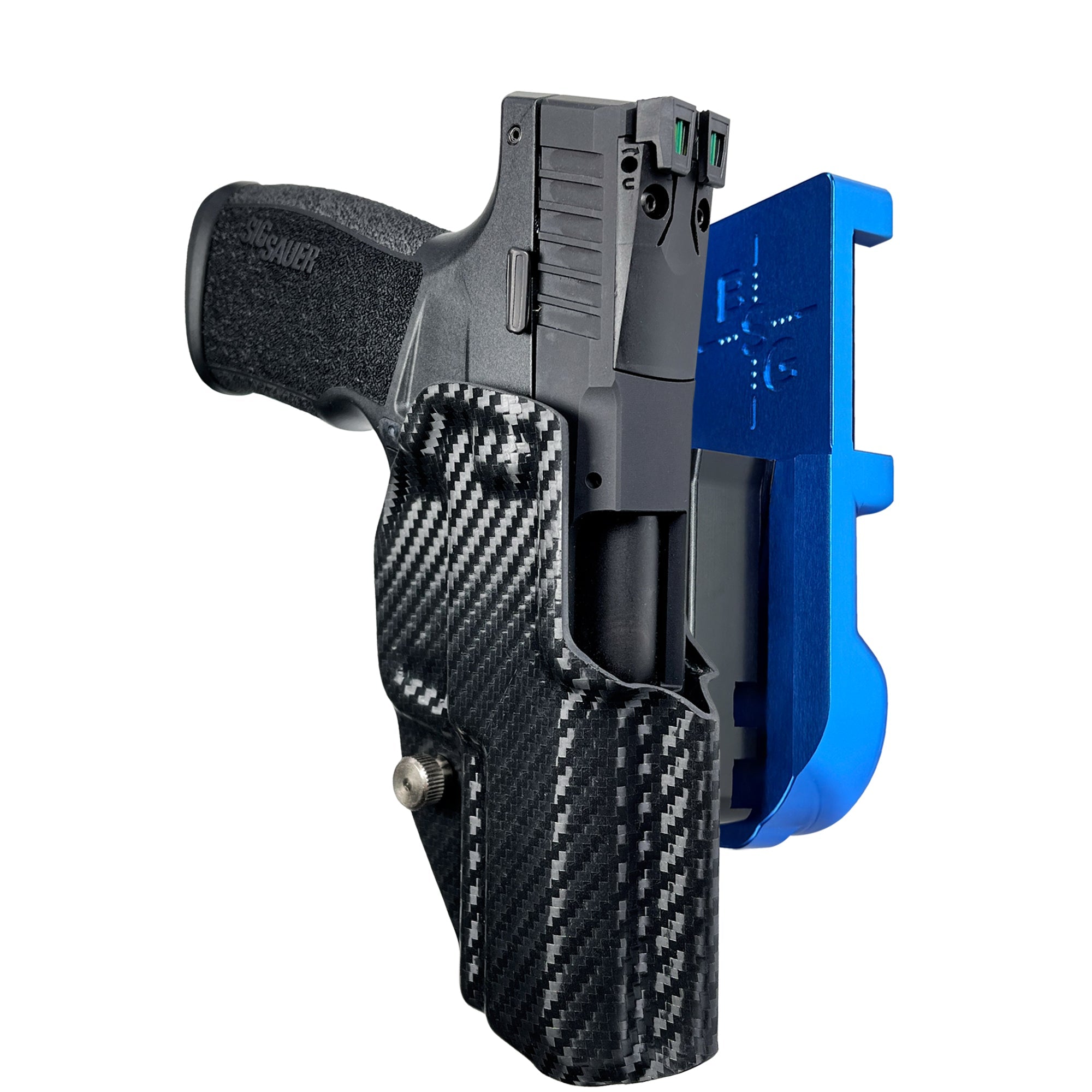 Sig Sauer P322 IPSC/USPA Quick Mount Holster with Blue Belt Attachment, Carbon Fiber Holster Shell