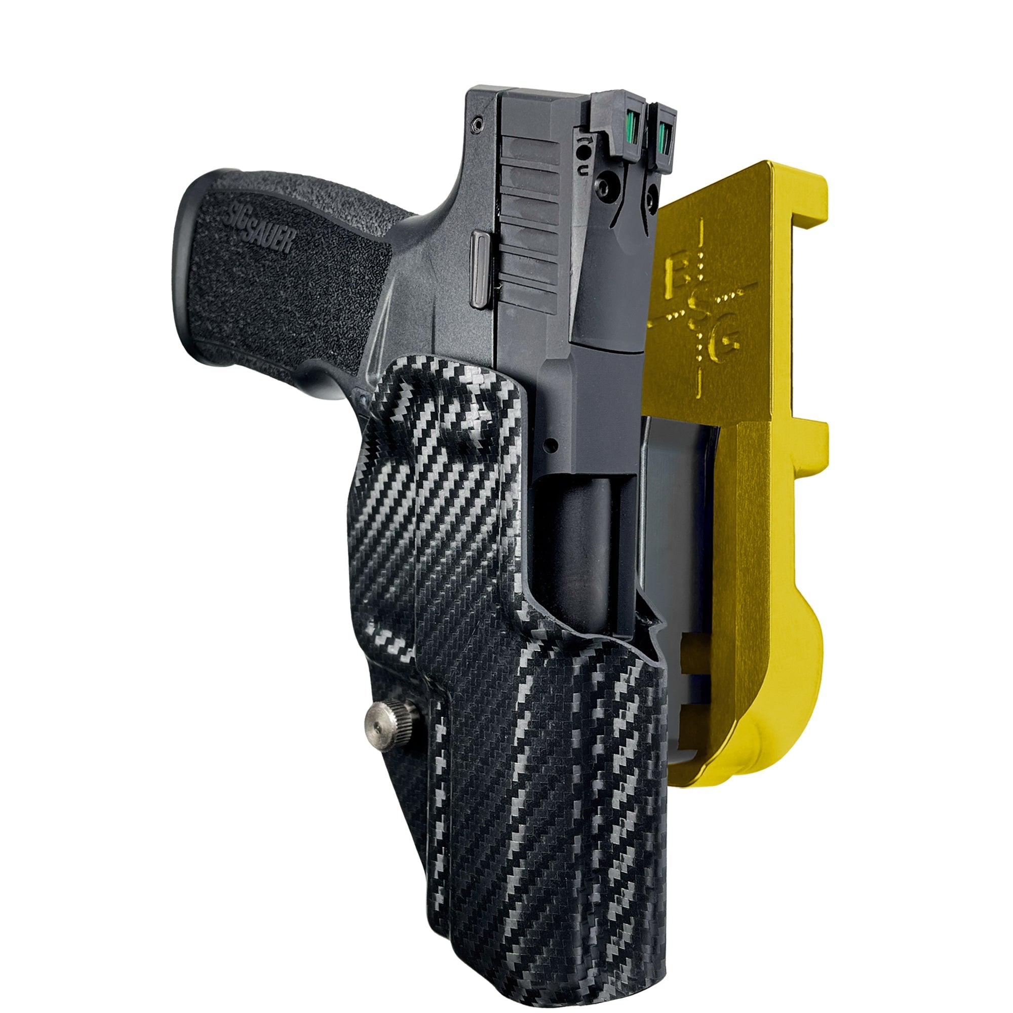 Sig Sauer P322 IPSC/USPA Quick Mount Holster with 24K Gold Belt Attachment, Carbon Fiber Holster Shell