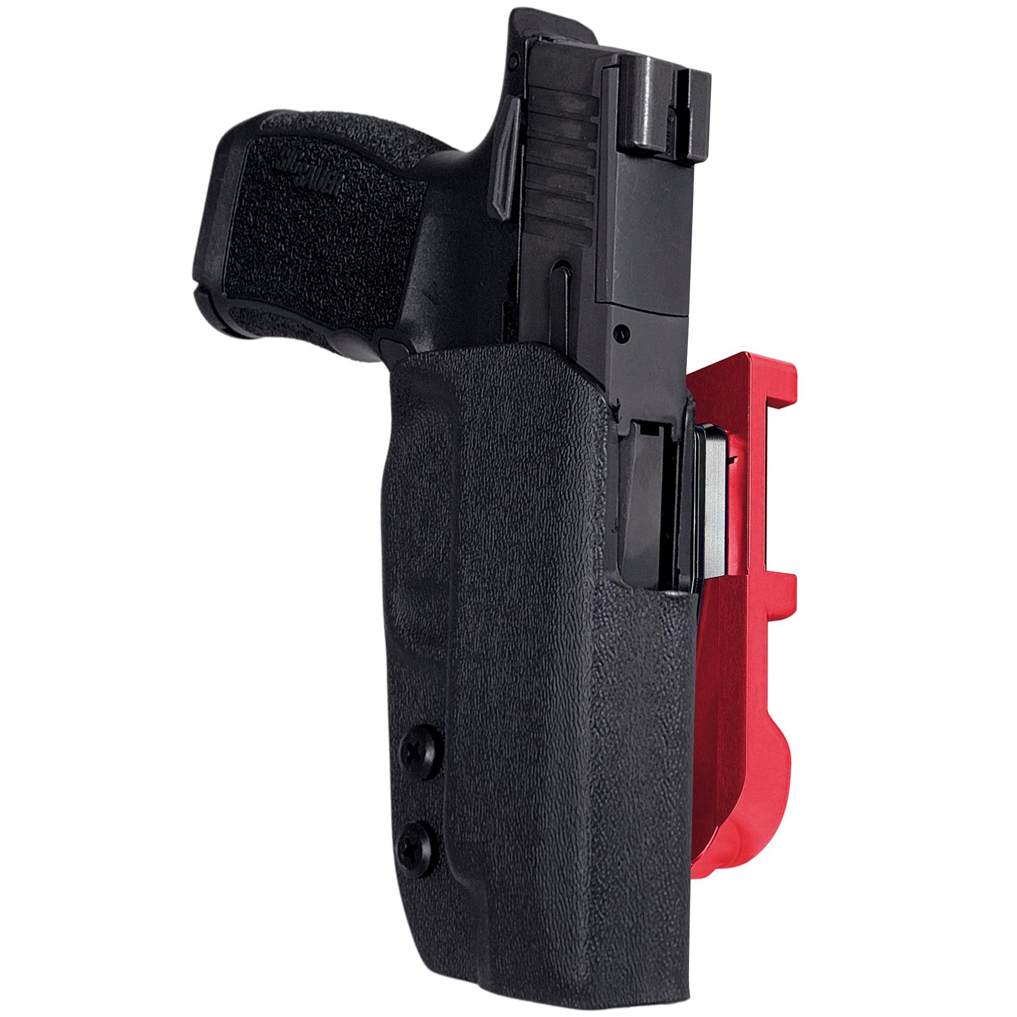 Sig Sauer P365 XL IDPA Quick Mount Holster with Red Belt Attachment, Black Holster Shell
