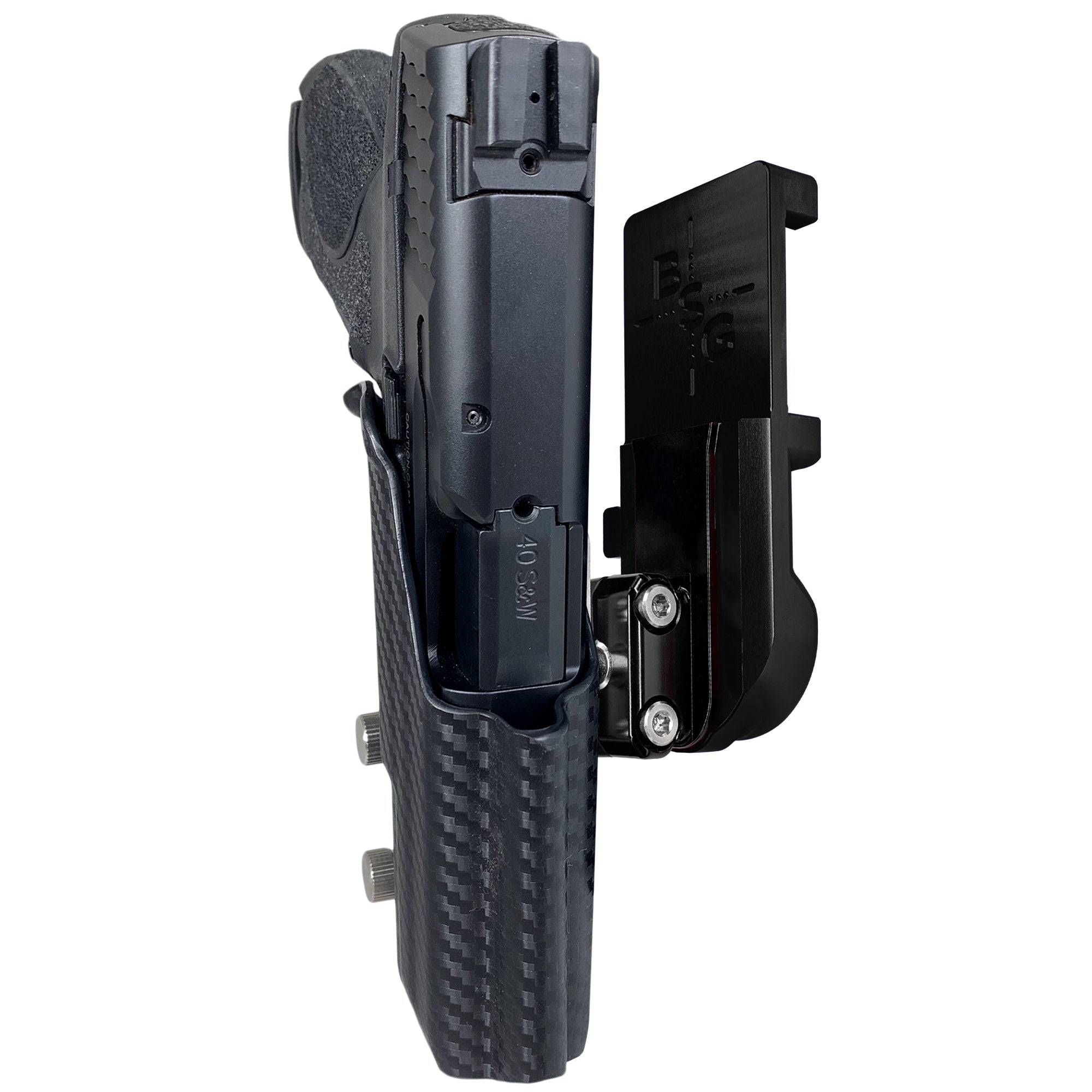 S&W M&P 4.25'' IPSC/USPA Quick Mount Ball Joint Holster with Black Belt Attachment, Carbon Fiber Holster Shell