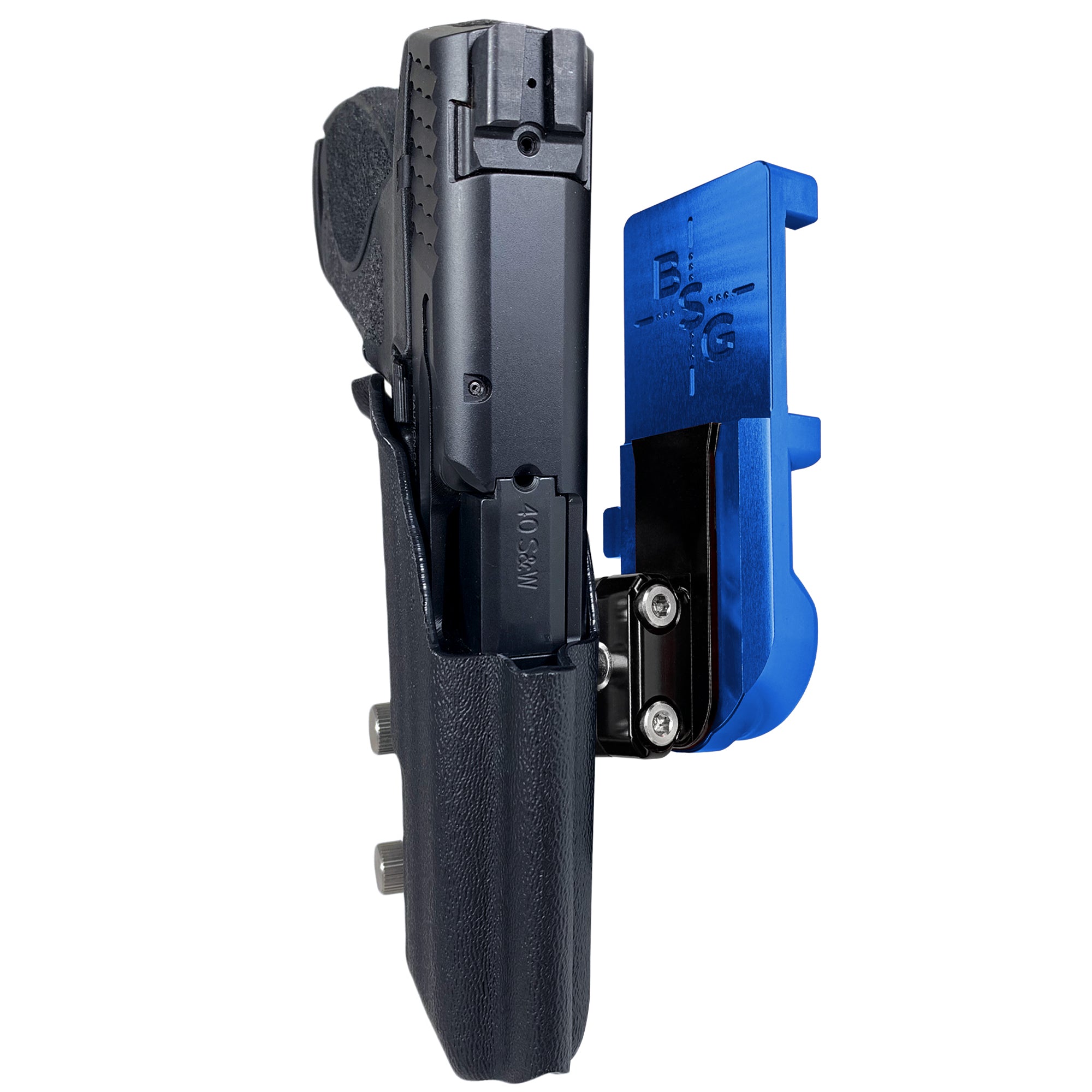 S&W M&P 4.25'' IPSC/USPA Quick Mount Ball Joint Holster with Blue Belt Attachment, Black Holster Shell