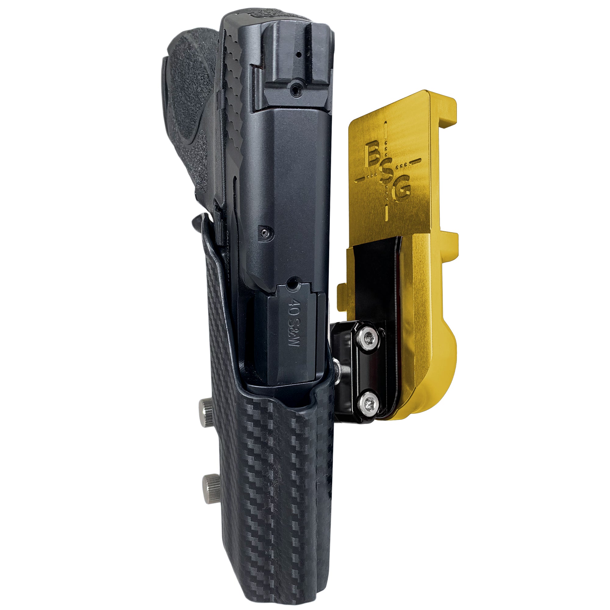 S&W M&P 4.25'' IPSC/USPA Quick Mount Ball Joint Holster with 24K Gold Belt Attachment, Carbon Fiber Holster Shell