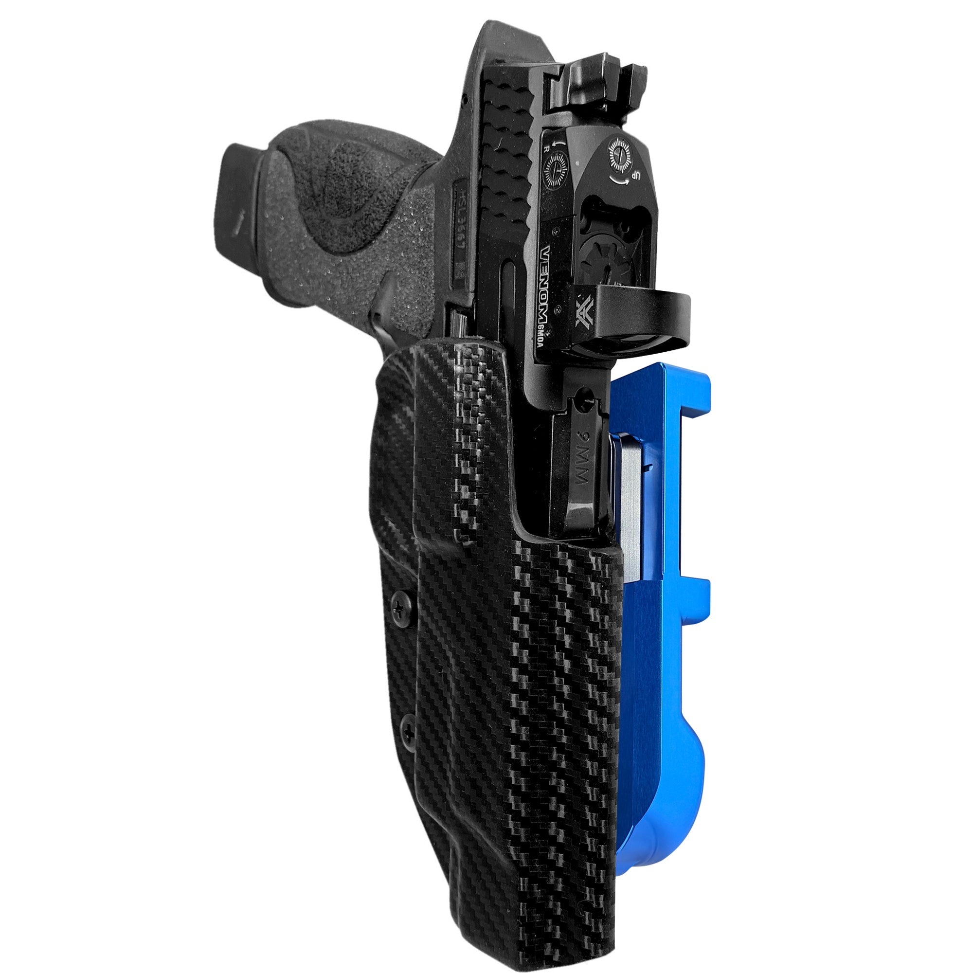 S&W M&P 5'' Align Tactical IDPA Quick Mount Holster with Blue Belt Attachment, Carbon Fiber Holster Shell