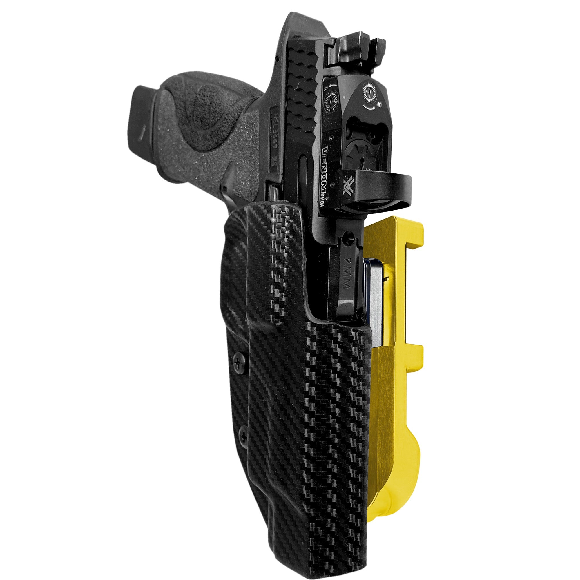 S&W M&P 5'' Align Tactical IDPA Quick Mount Holster with 24K Gold Belt Attachment, Carbon Fiber Holster Shell
