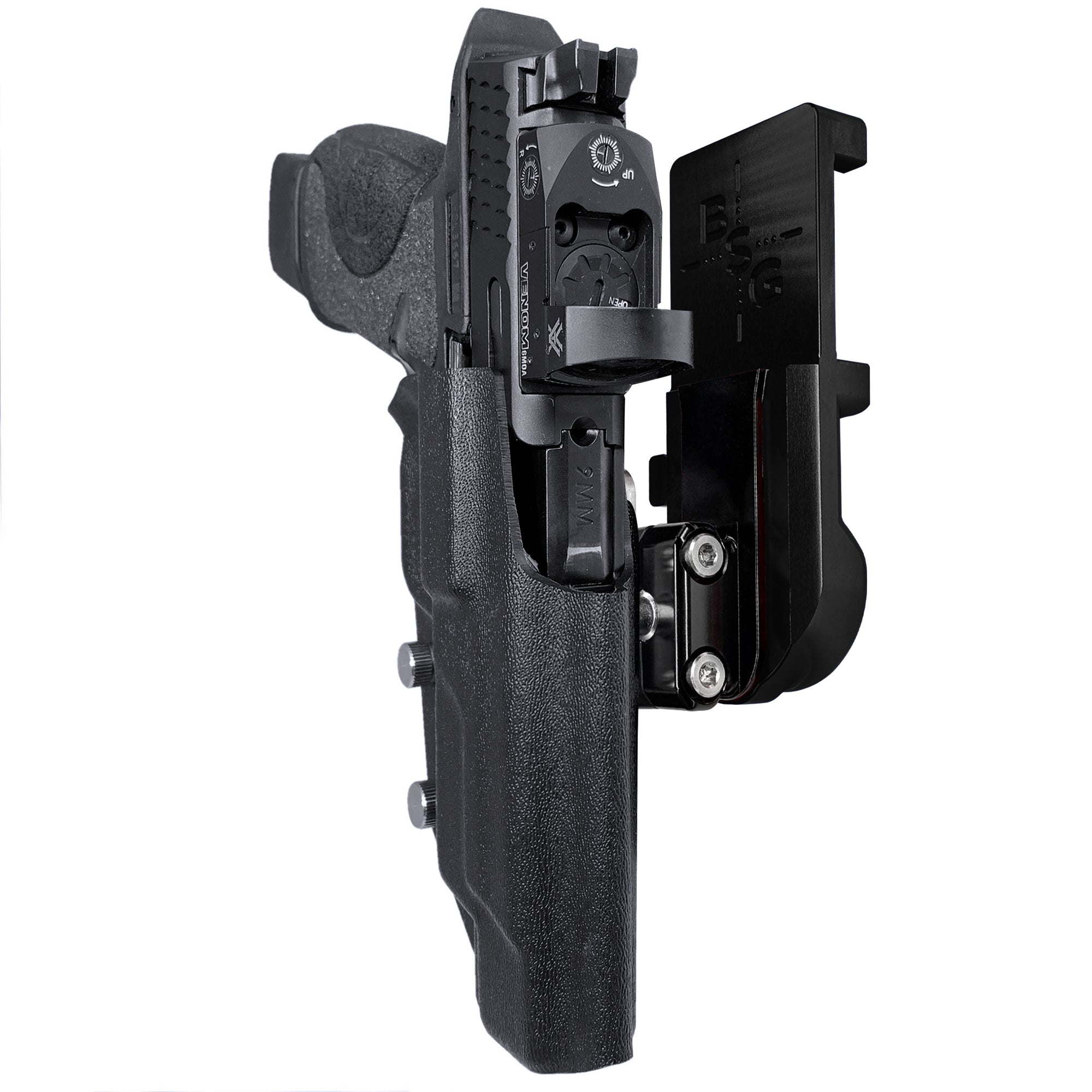 S&W M&P 5'' IPSC/USPA Quick Mount Ball Joint Holster with Black Belt Attachment, Black Holster Shell