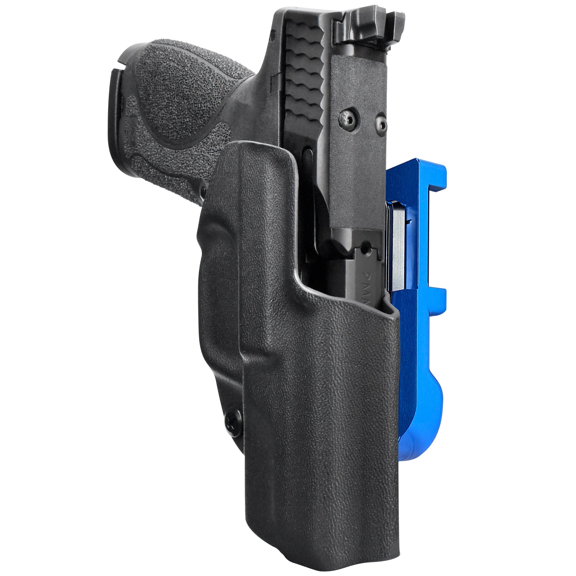 S&W MP9 Subcompact 3.6'' IDPA Quick Mount Holster with Blue Belt Attachment, Black Holster Shell