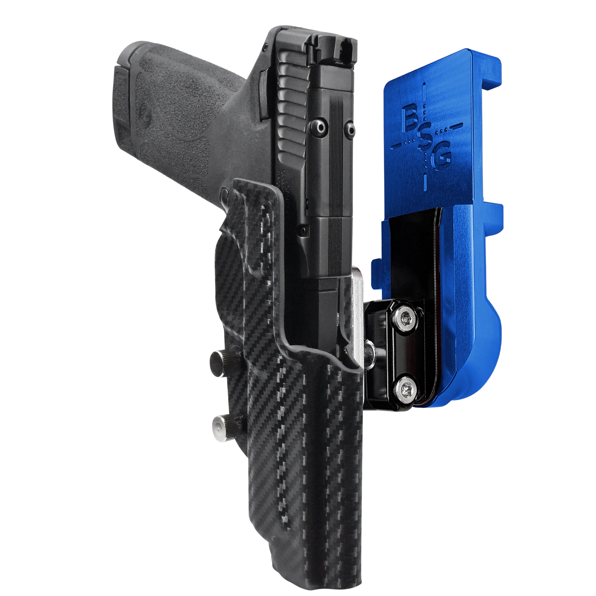 S&W M&P22 Magnum IPSC/USPA Quick Mount Ball Joint Holster with Blue Belt Attachment, Carbon Fiber Holster Shell