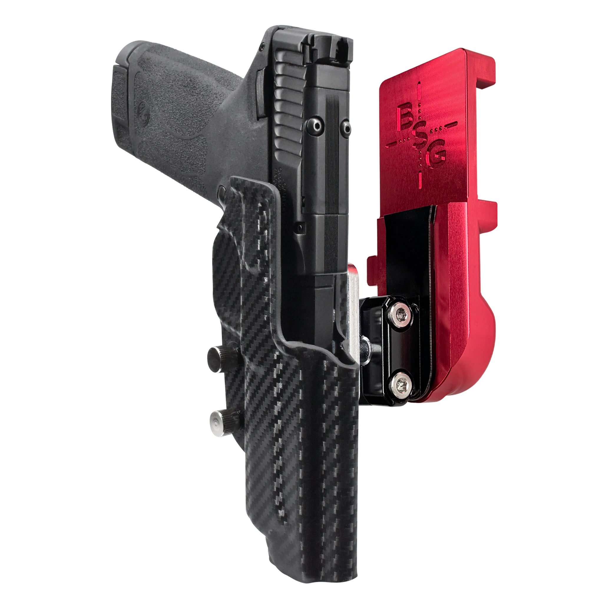 S&W M&P22 Magnum IPSC/USPA Quick Mount Ball Joint Holster with Red Belt Attachment, Carbon Fiber Holster Shell